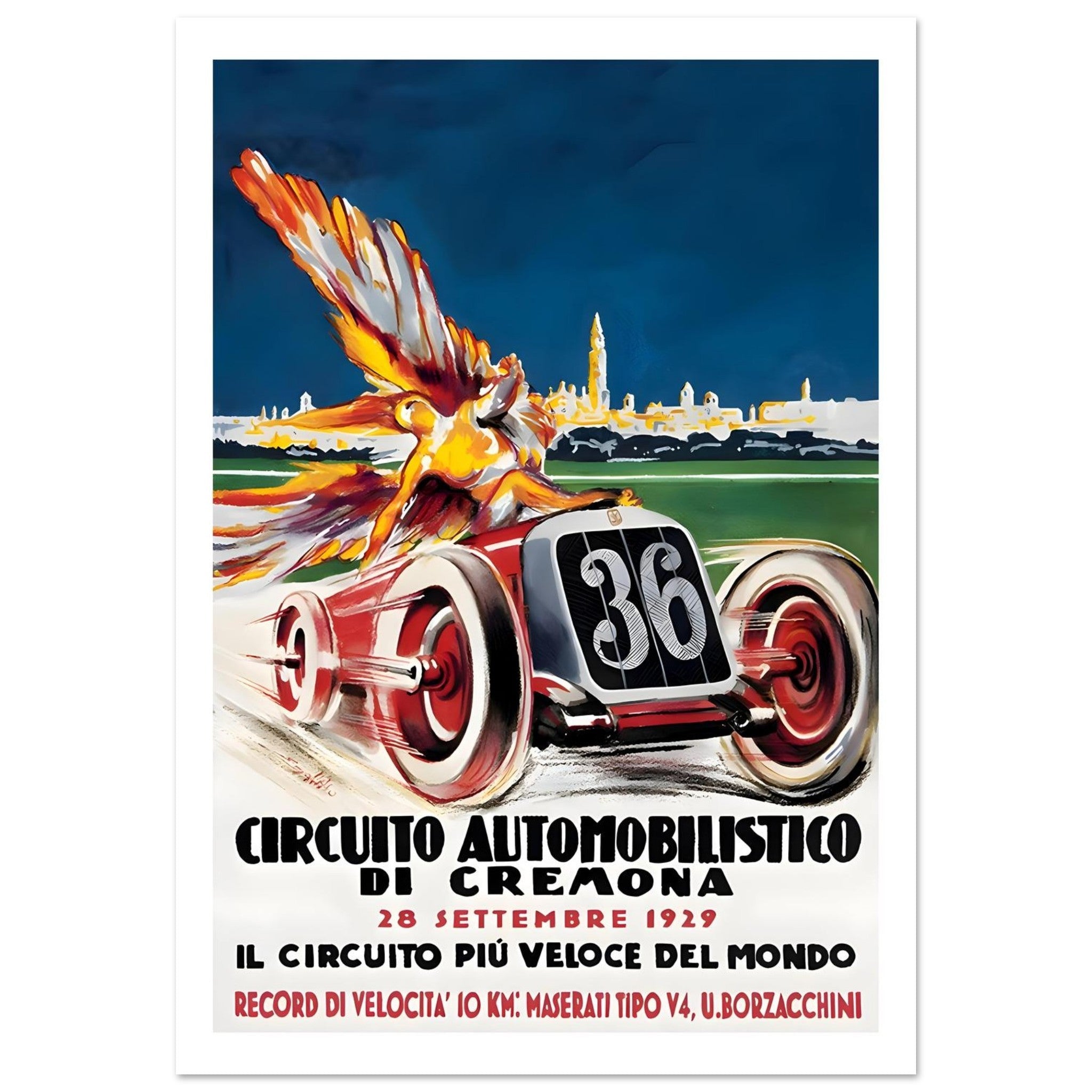 1929 Circuito Automobilistico di Cremona Maserati Poster - Transit Art