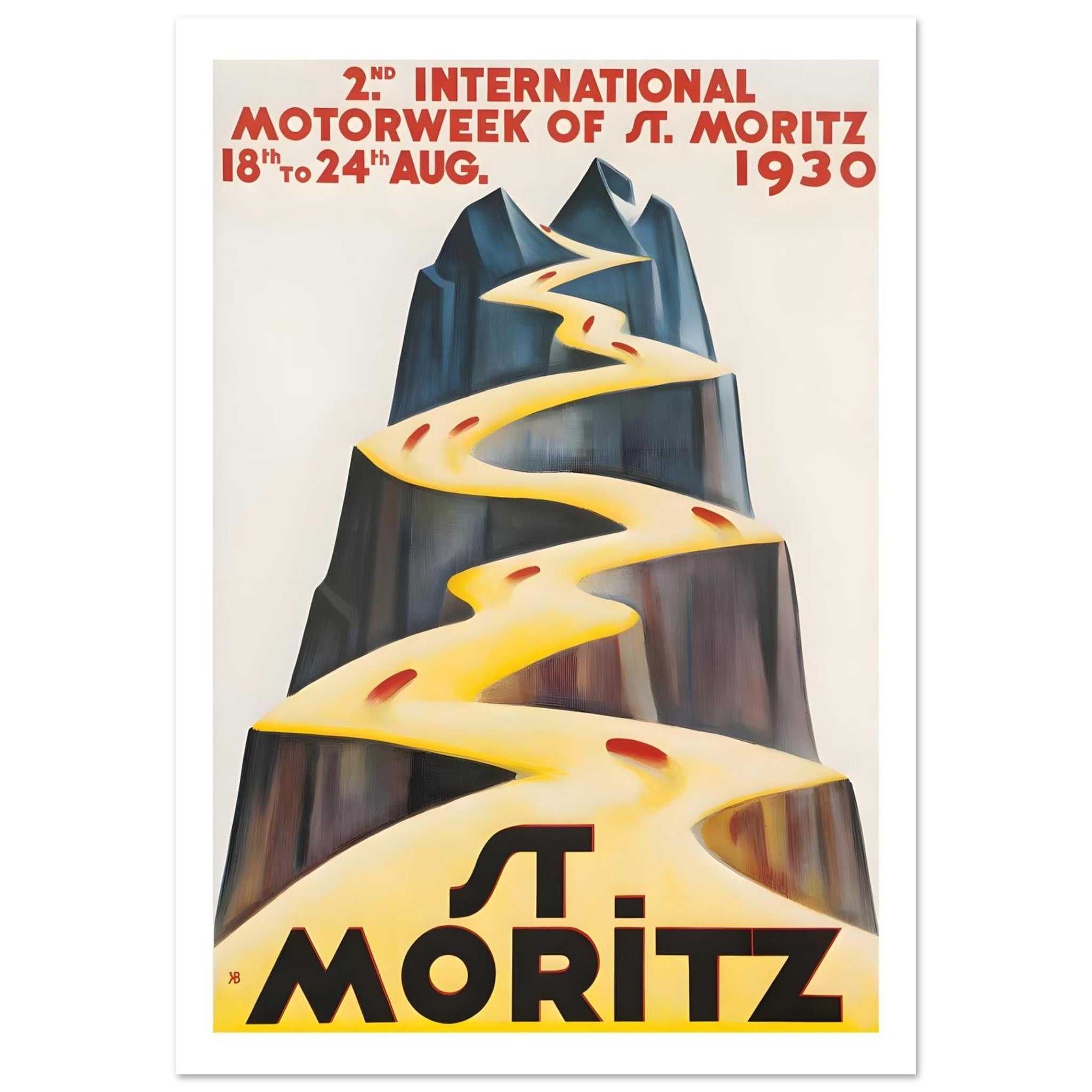 1930 St. Moritz International Motorweek Poster - Transit Art