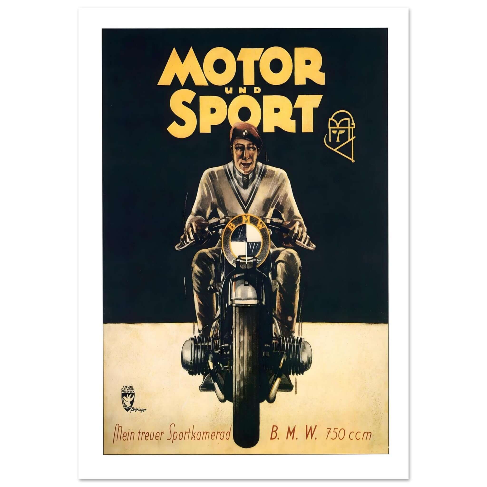 1930s BMW Motorcycle Advertisement Poster - Transit Art