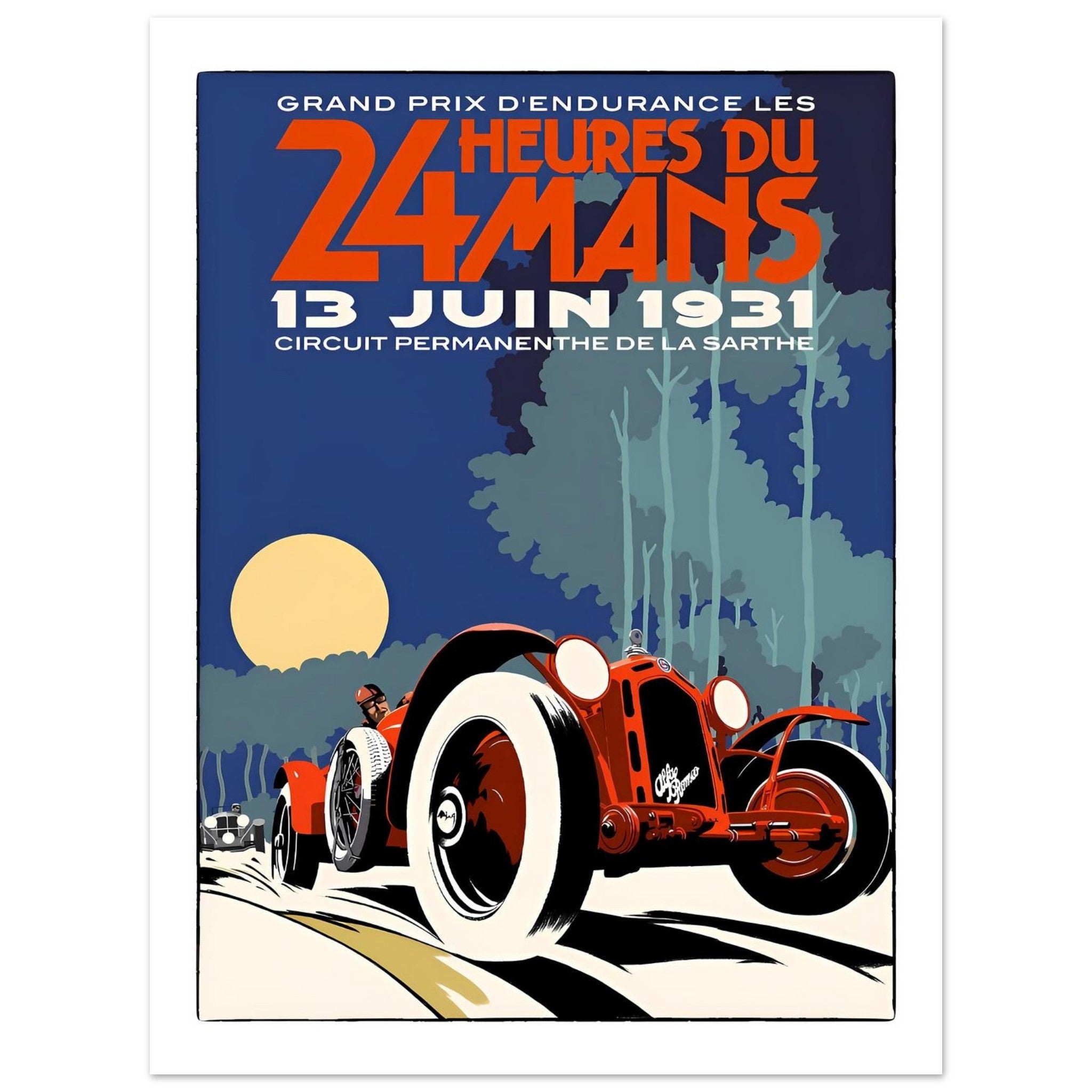 1931 24 Heures du Mans Moonlit Grand Prix Poster - Transit Art
