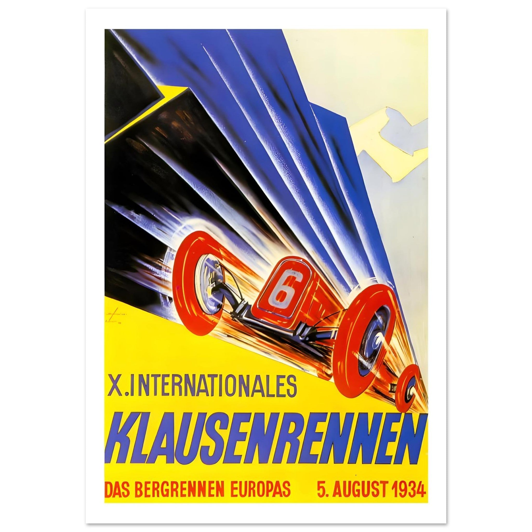 1934 X Internationales Klausenrennen Hillclimb Poster - Transit Art