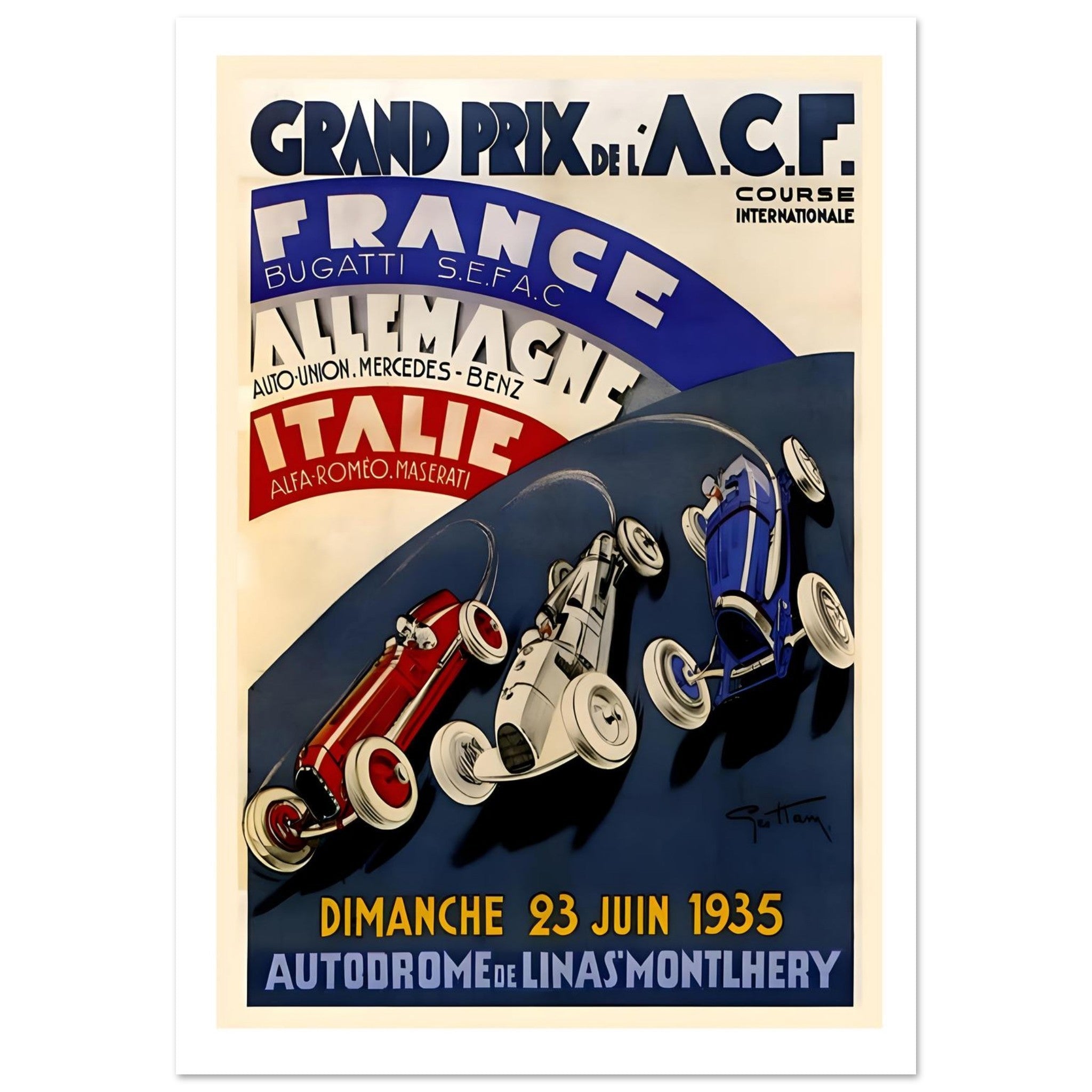 1935 Grand Prix de l’A.C.F. Linas - Montlhéry Poster - Transit Art