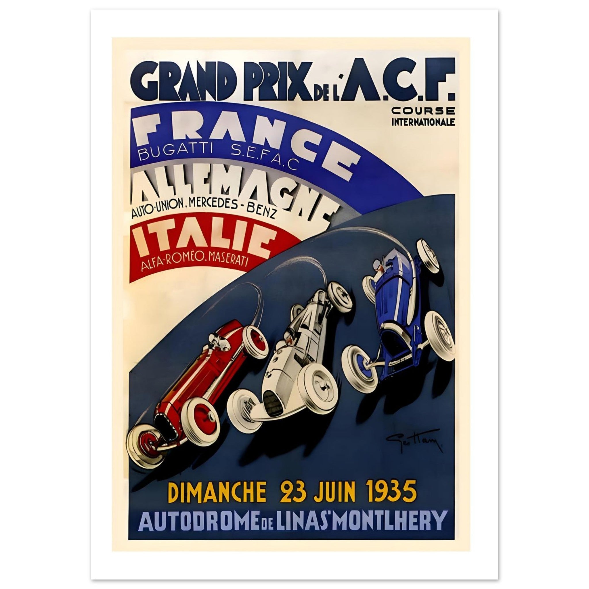 1935 Grand Prix de l’A.C.F. Linas - Montlhéry Poster - Transit Art