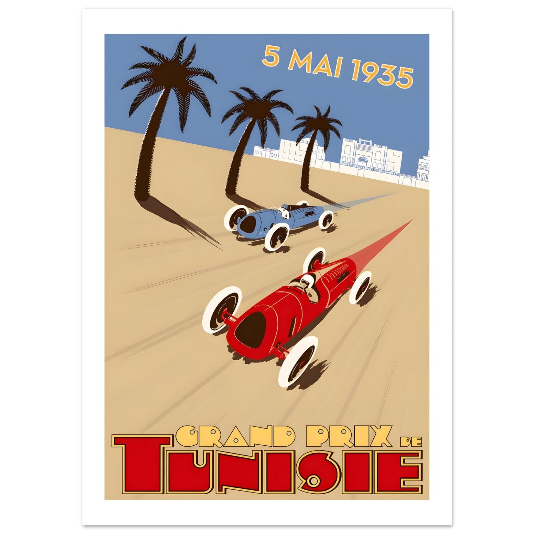 1935 Grand Prix de Tunisie Desert Racing Poster - Transit Art