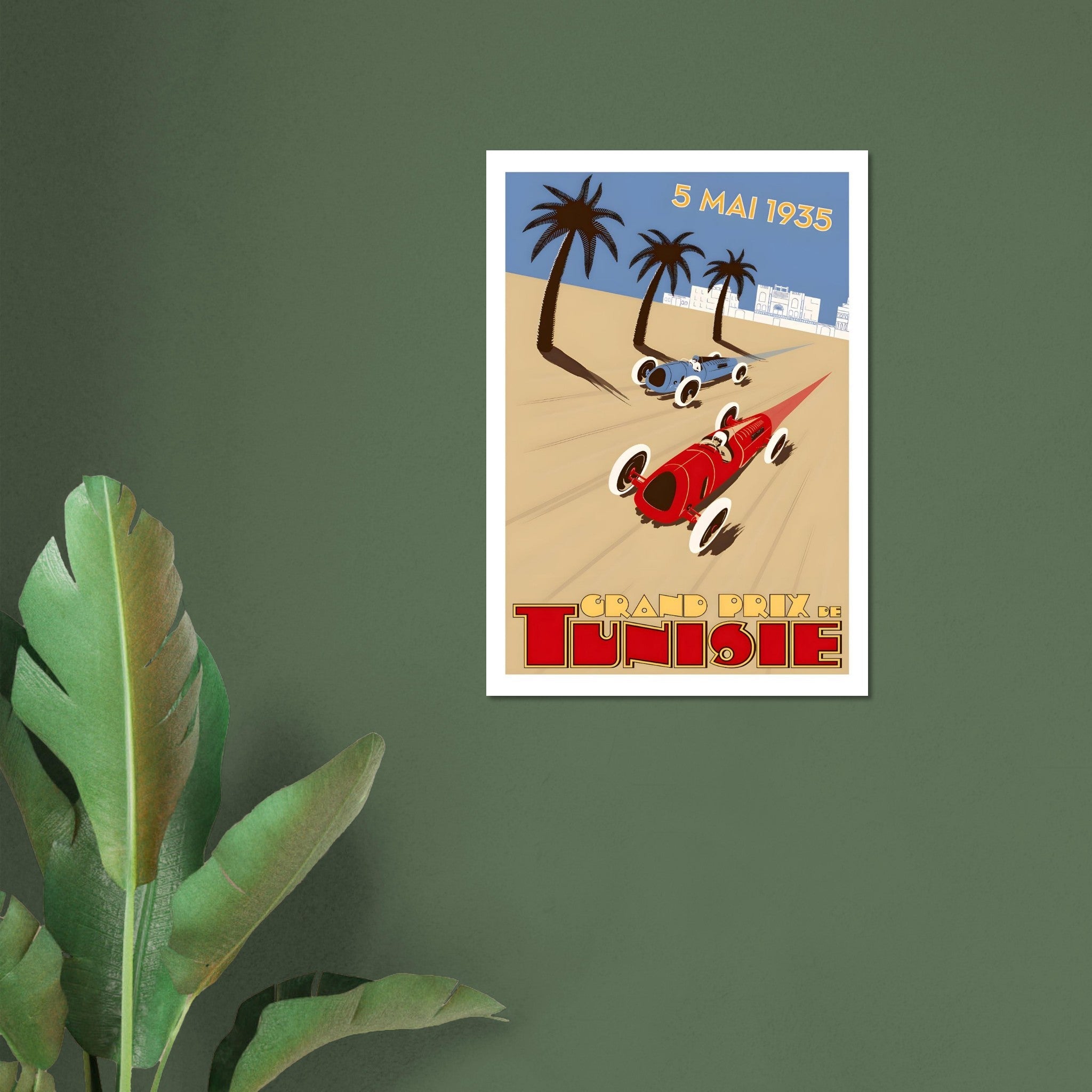 1935 Grand Prix de Tunisie Desert Racing Poster - Transit Art