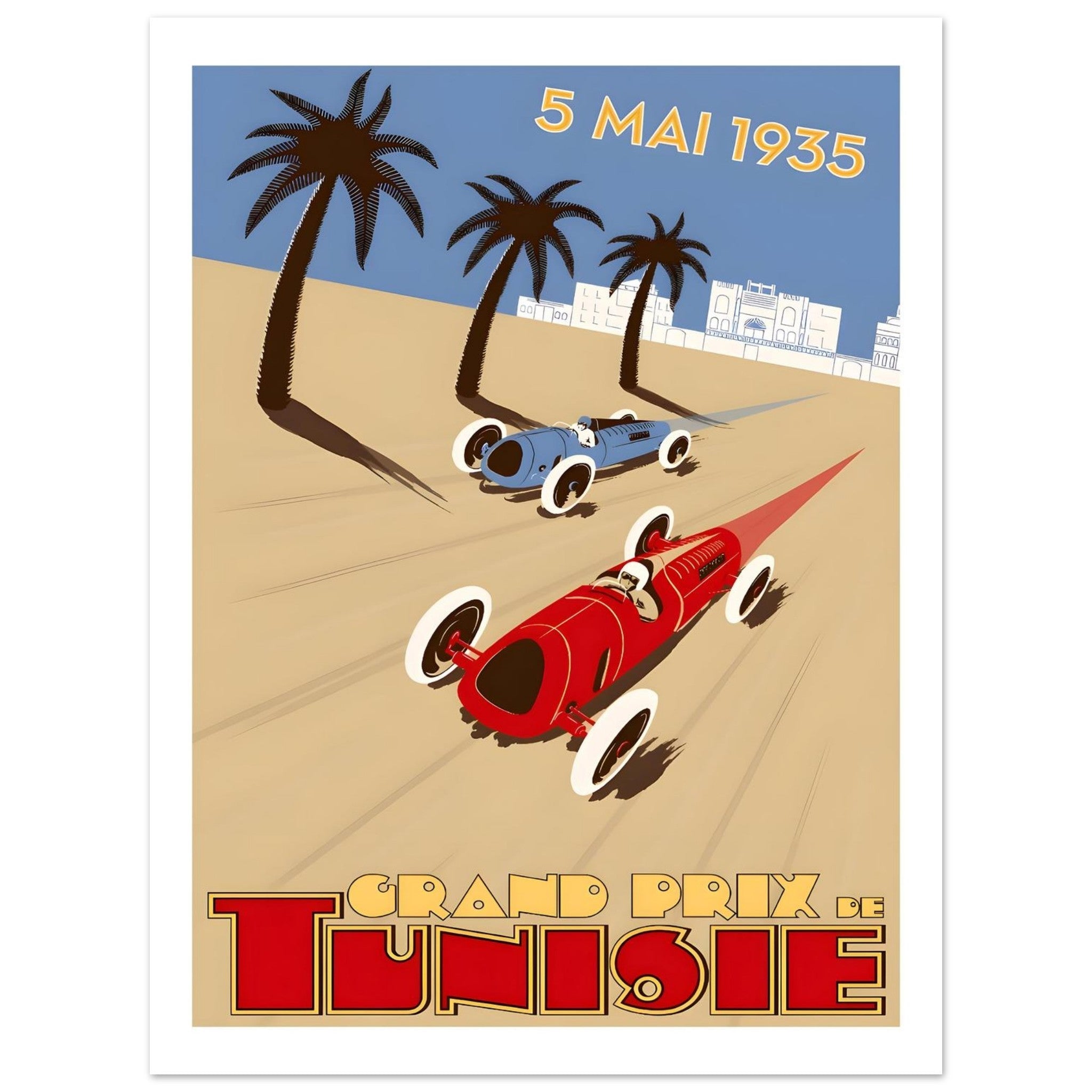 1935 Grand Prix de Tunisie Desert Racing Poster - Transit Art