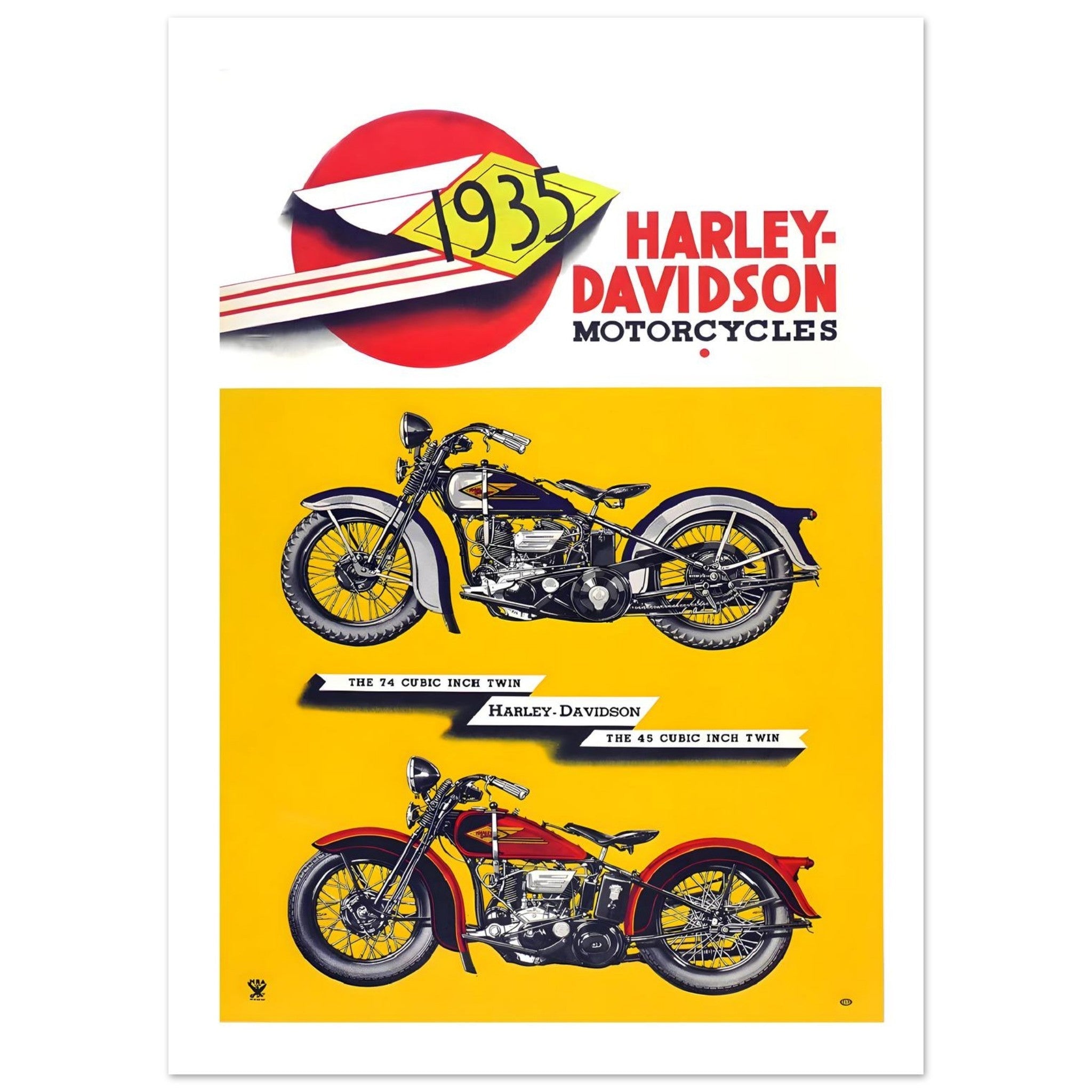 1935 Harley - Davidson Poster: Classic American Engineering and Speed - Transit Art