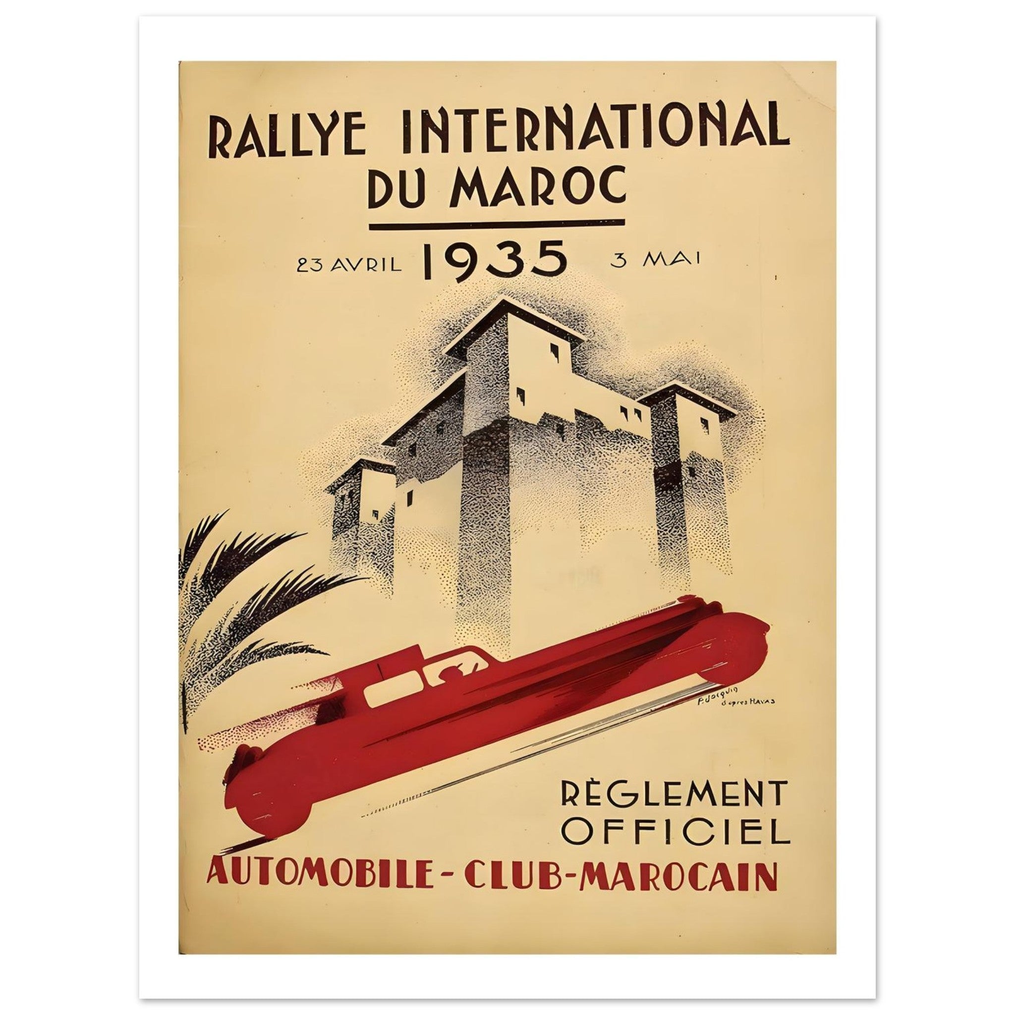 1935 Rallye International du Maroc Poster - Transit Art