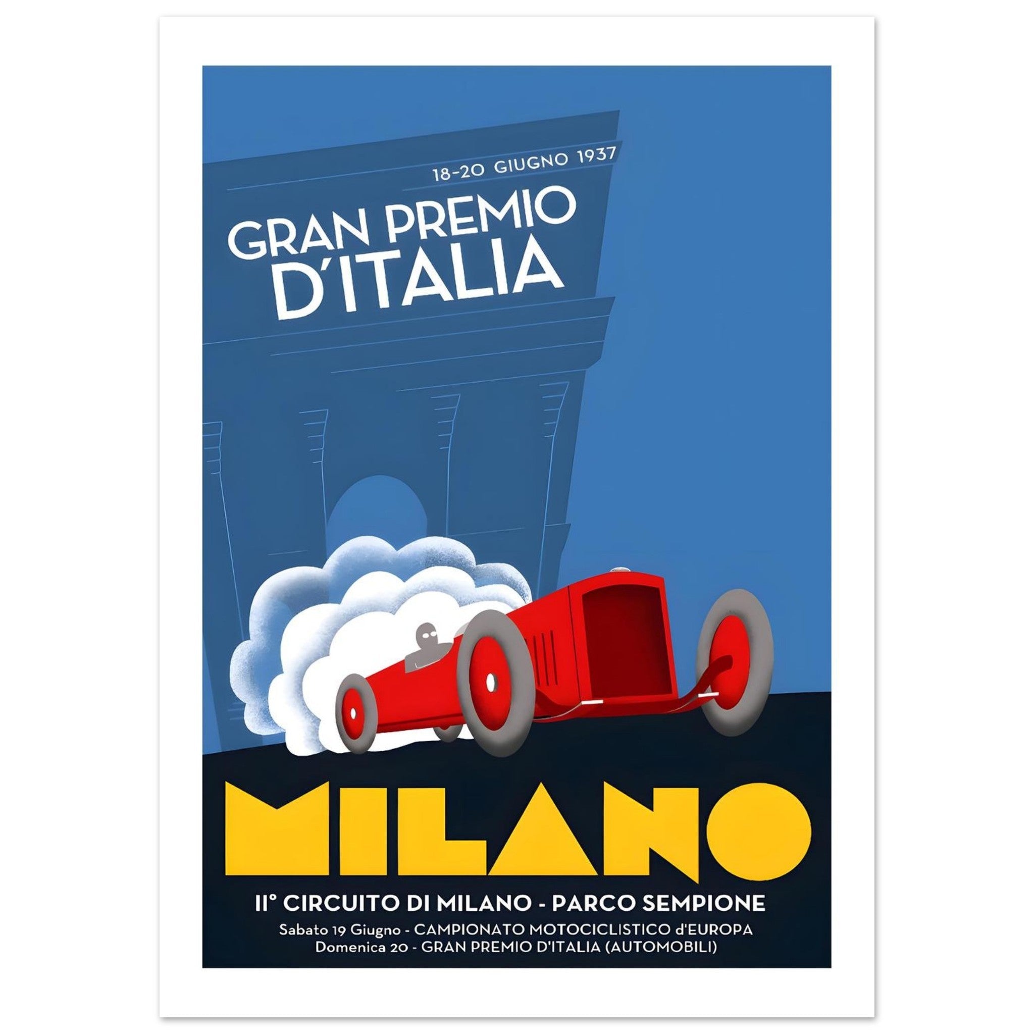 1937 Gran Premio d’Italia Milano Poster - Transit Art