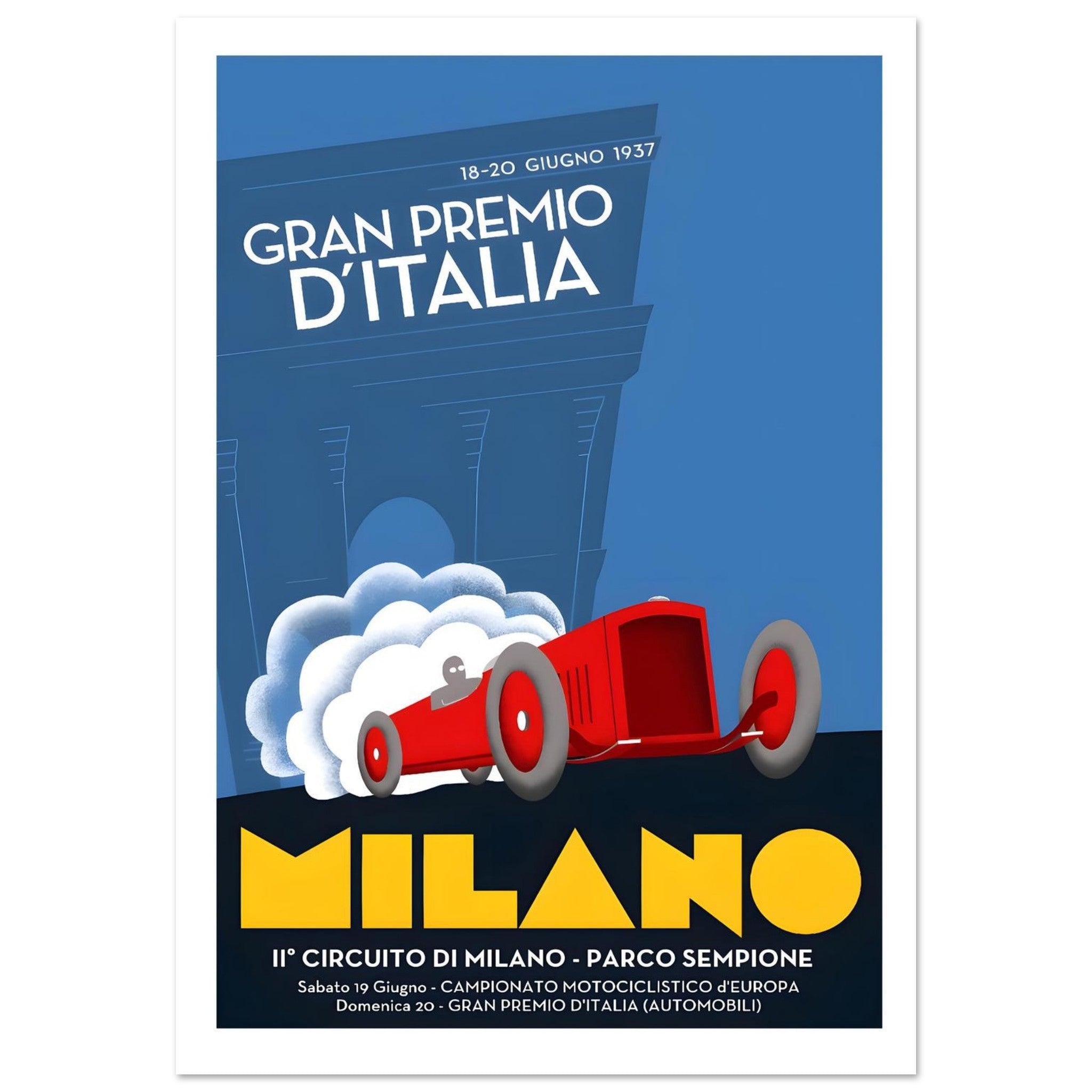 1937 Gran Premio d’Italia Milano Poster - Transit Art