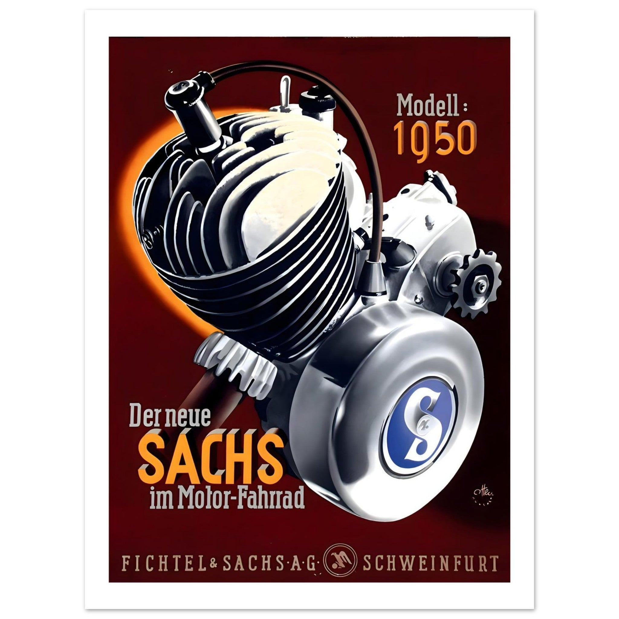 1950 Sachs Engine Advertisement Poster - Transit Art