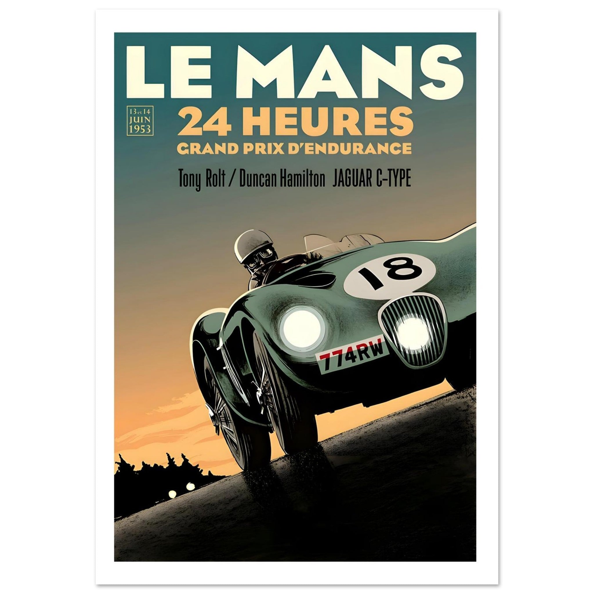 1953 Le Mans 24 Heures Jaguar C - Type Poster - Transit Art