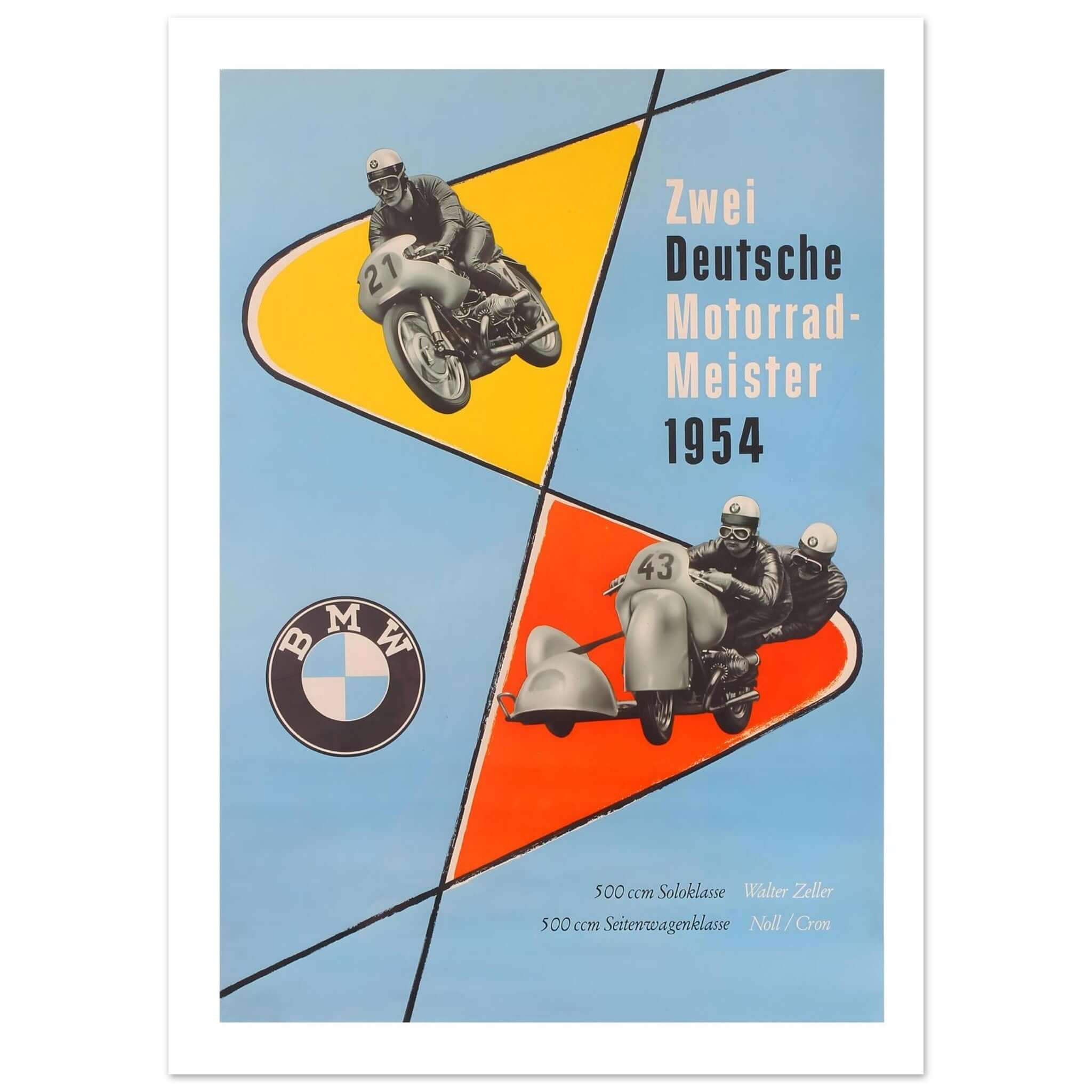 1954 BMW Motorcycle Masters Poster - Transit Art