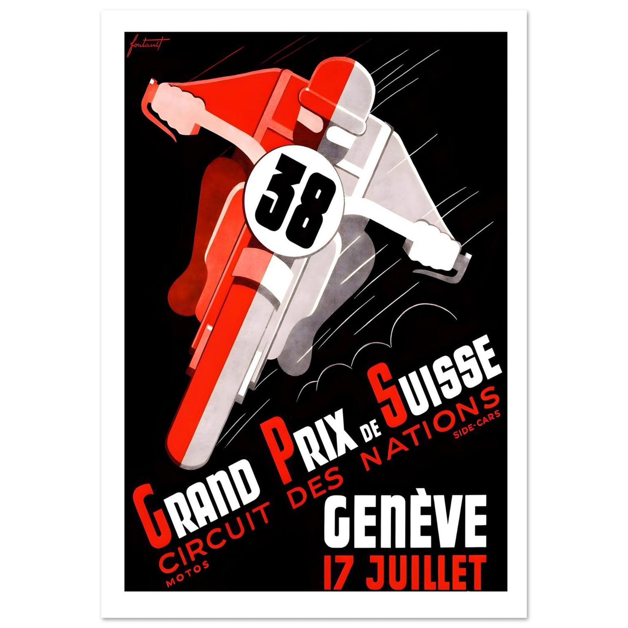 1955 Grand Prix de Suisse Geneva Poster - Transit Art