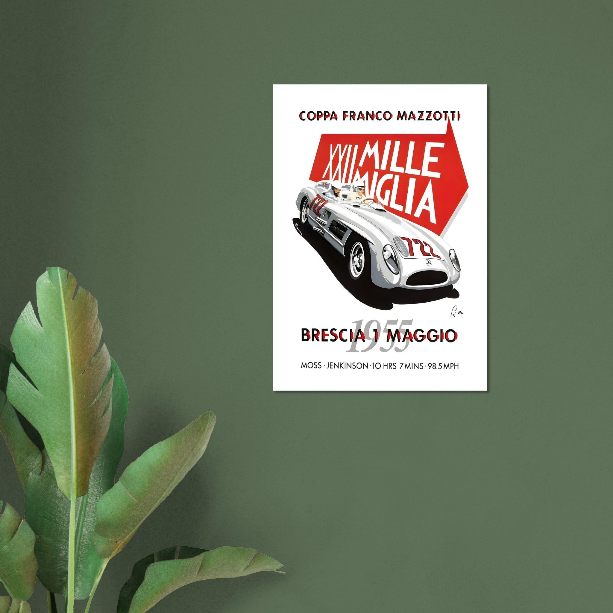 1955 Mille Miglia Moss &amp; Jenkinson Poster - Transit Art