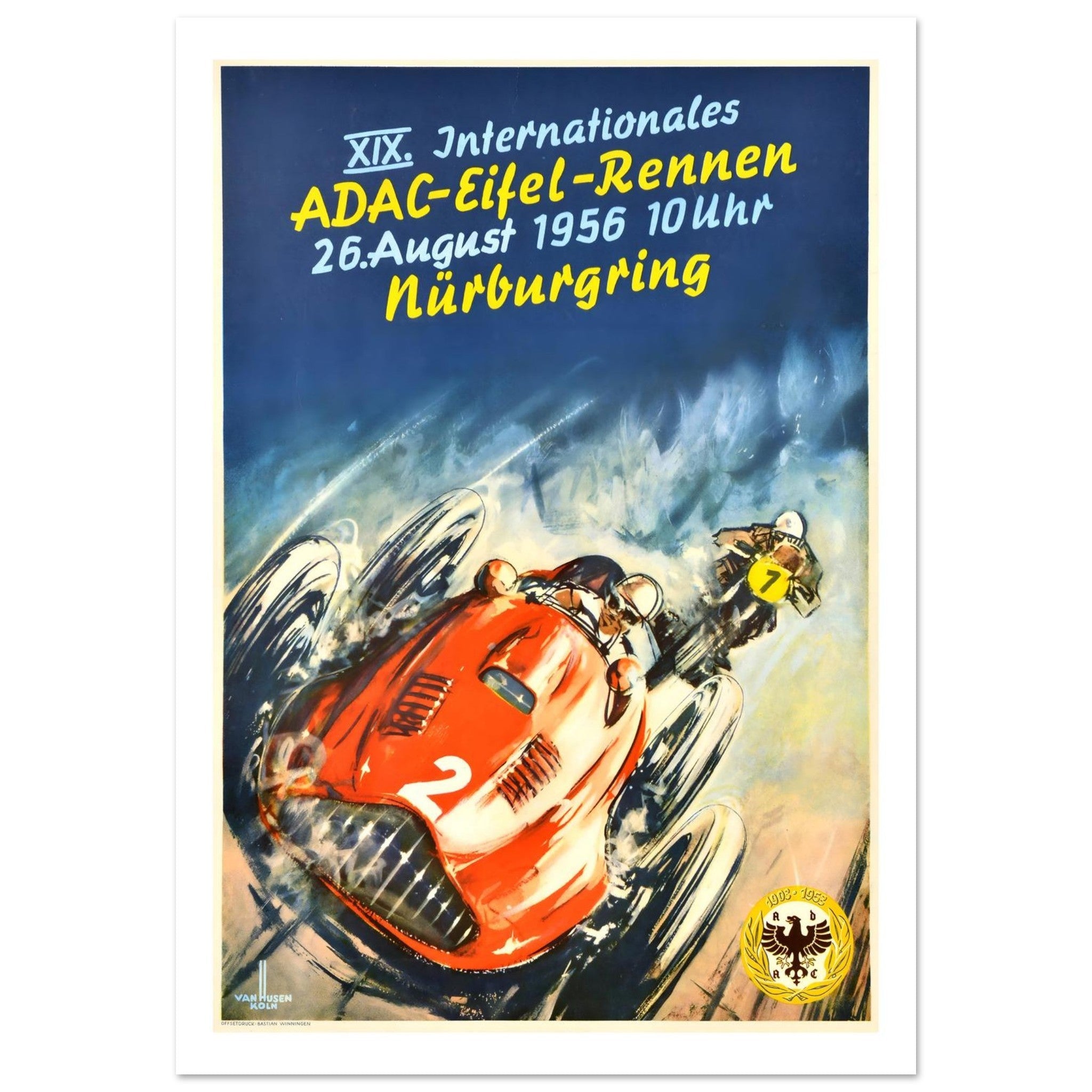 1956 Nürburgring ADAC Eifel - Rennen Rainstorm Poster - Transit Art