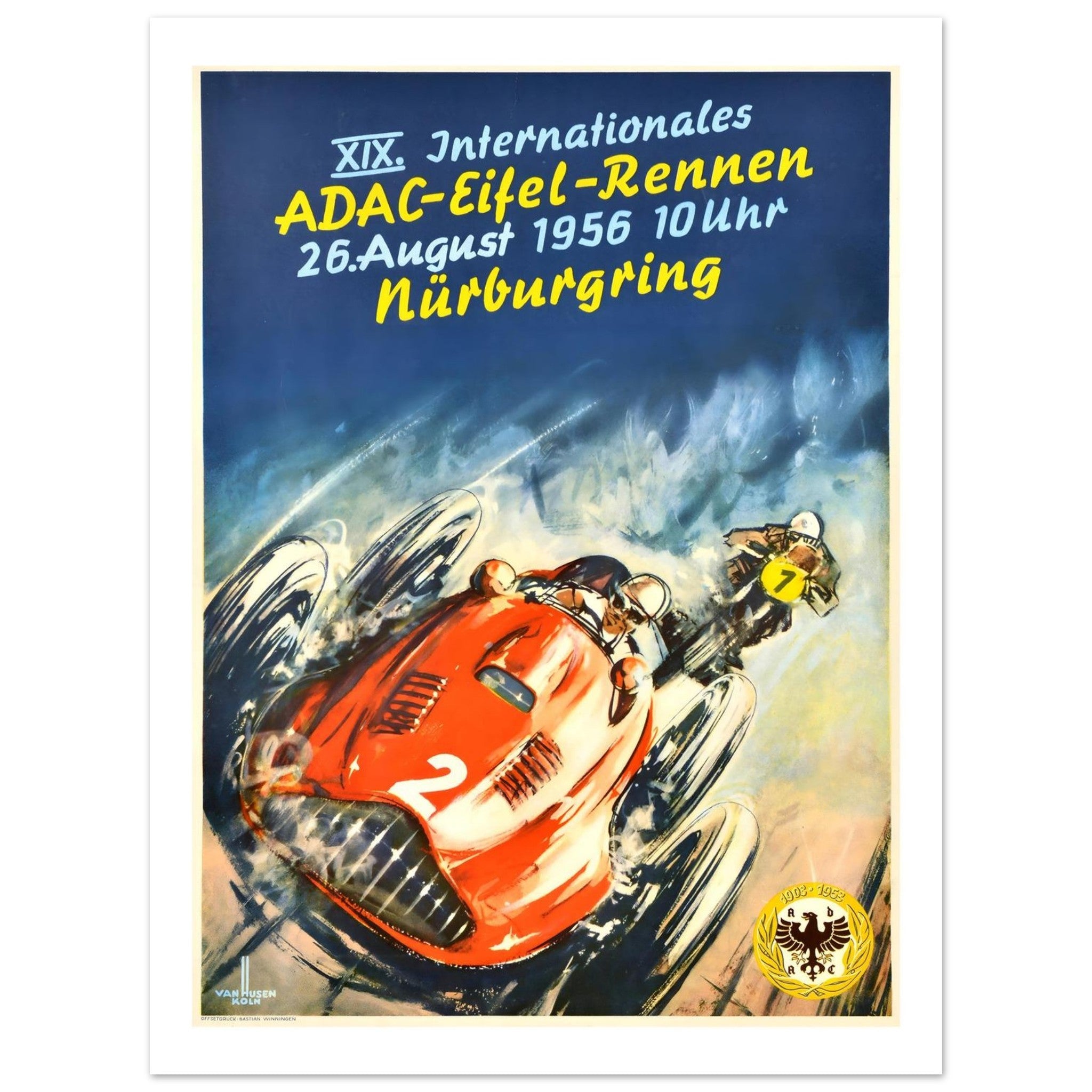 1956 Nürburgring ADAC Eifel - Rennen Rainstorm Poster - Transit Art