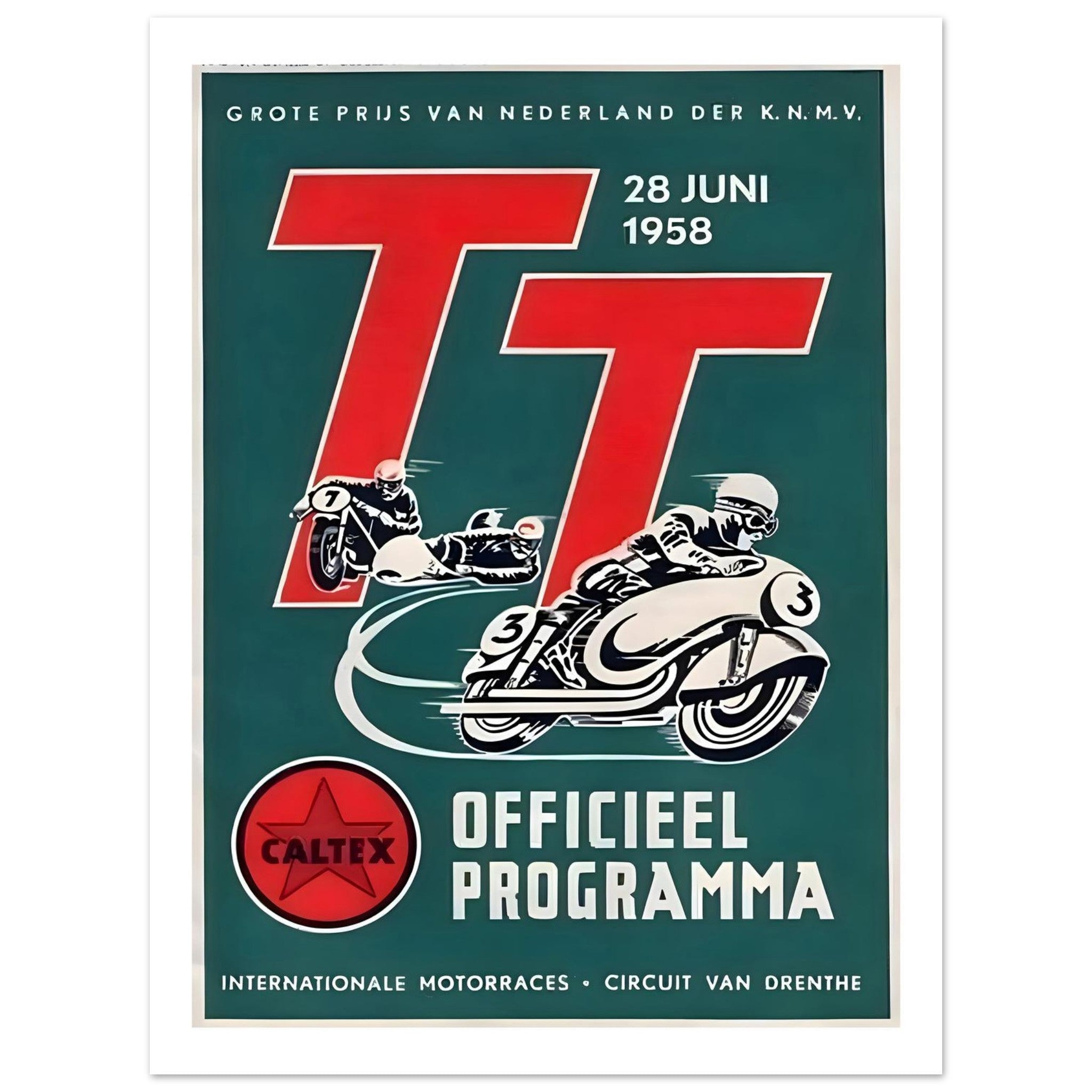 1958 Dutch TT Official Program Motorcycle Racing Poster - Transit Art