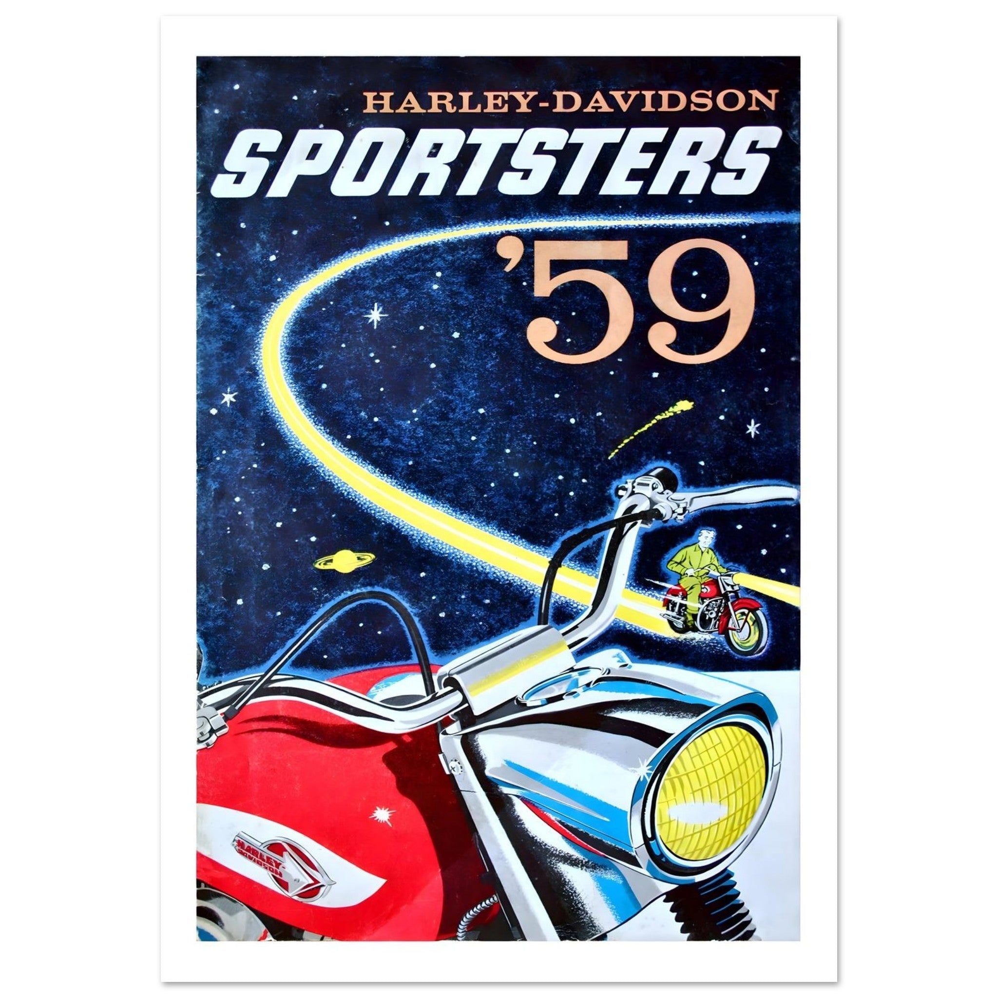 1959 Harley - Davidson Sportsters Advertisement Poster - Transit Art