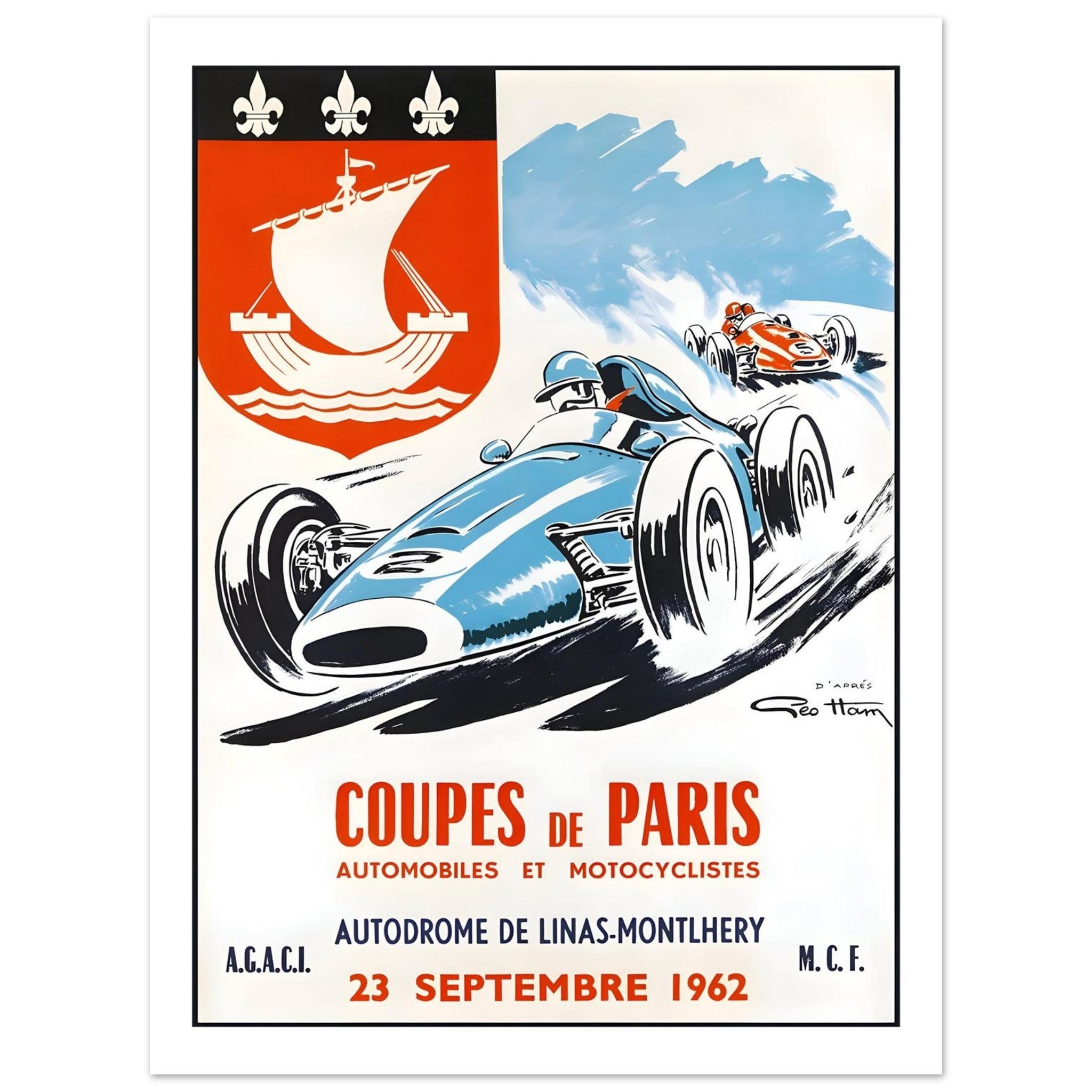 1962 Coupes de Paris Linas - Montlhéry Poster - Transit Art