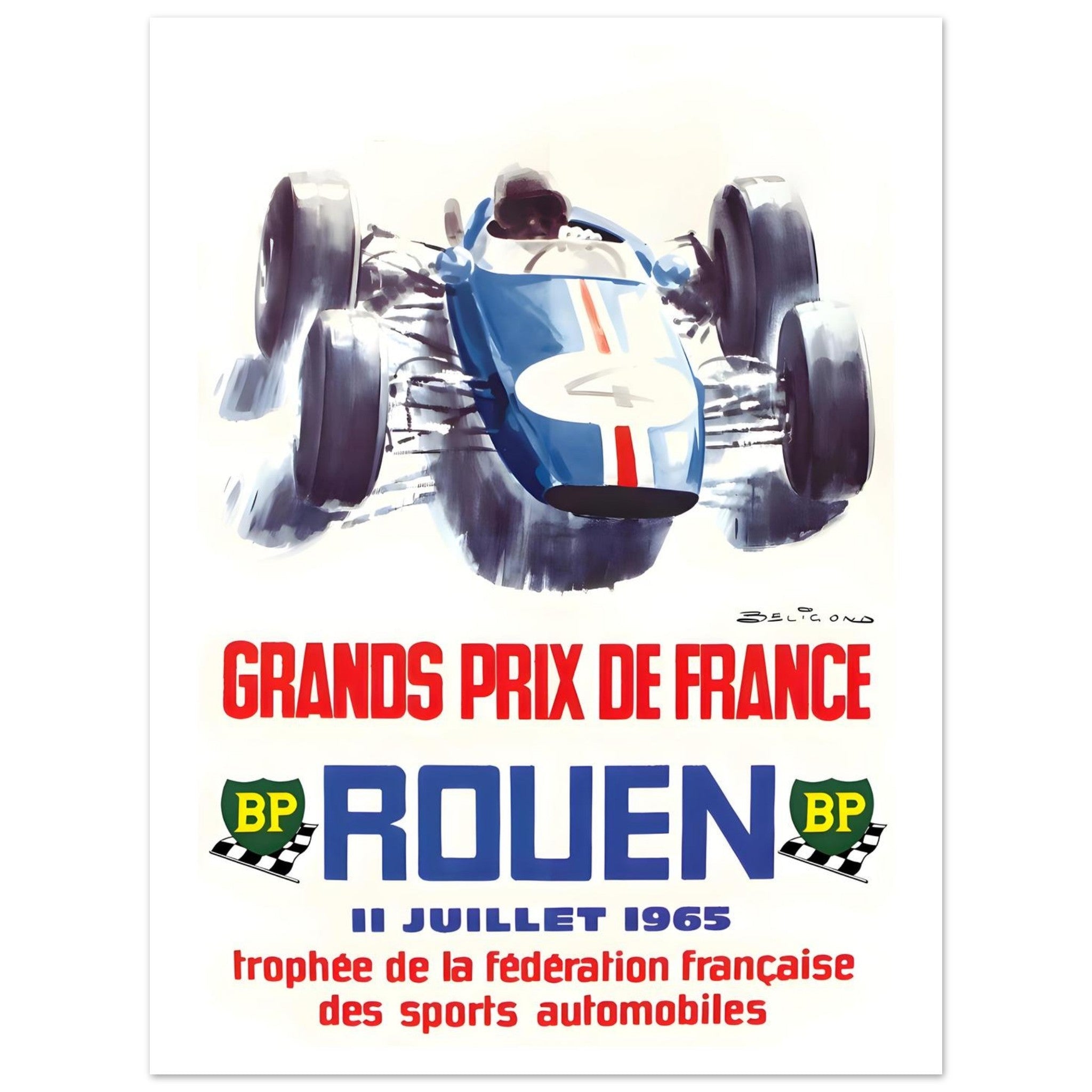 1965 Grands Prix de France Rouen Racing Poster - Transit Art