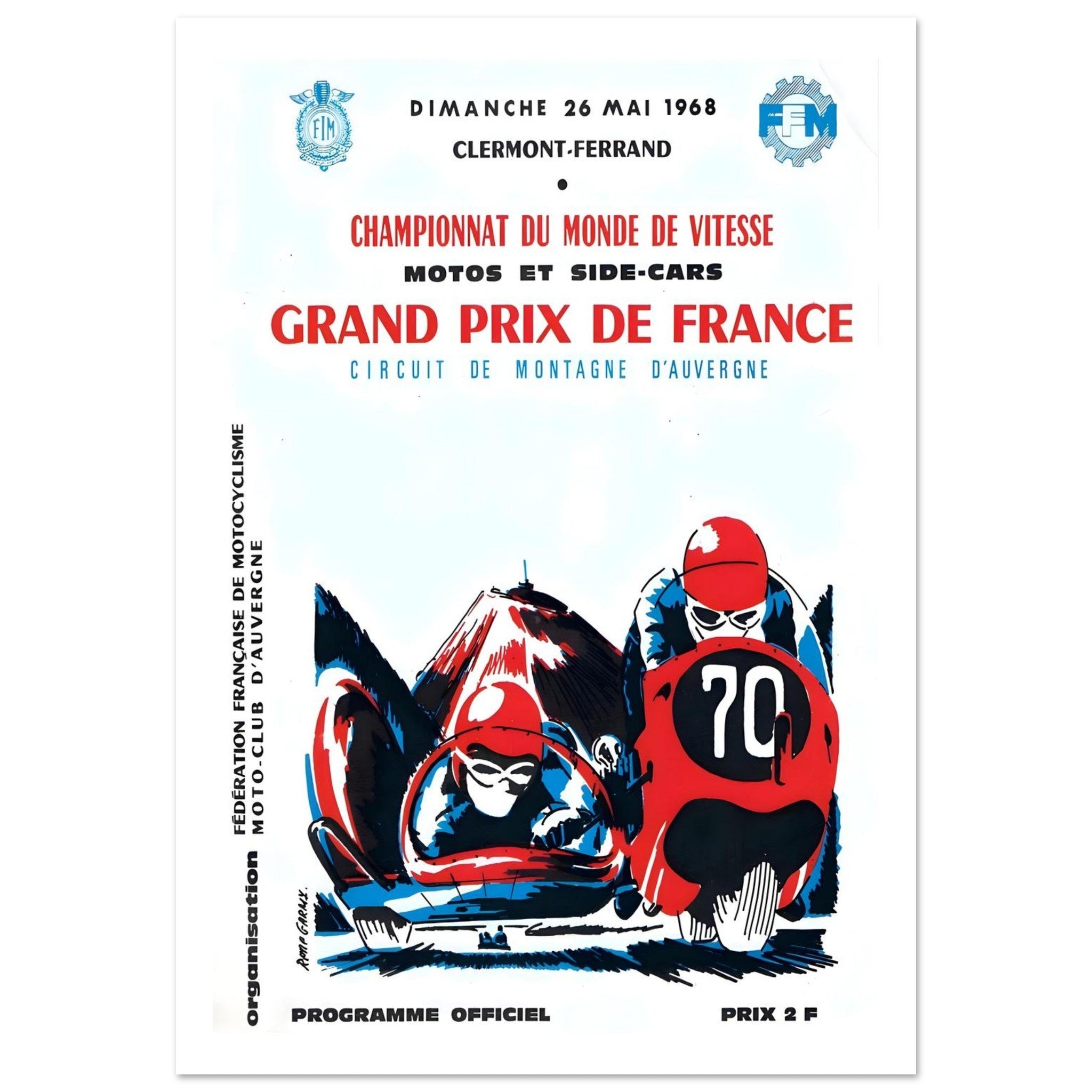 1968 French Grand Prix Motorcycle Poster - Transit Art