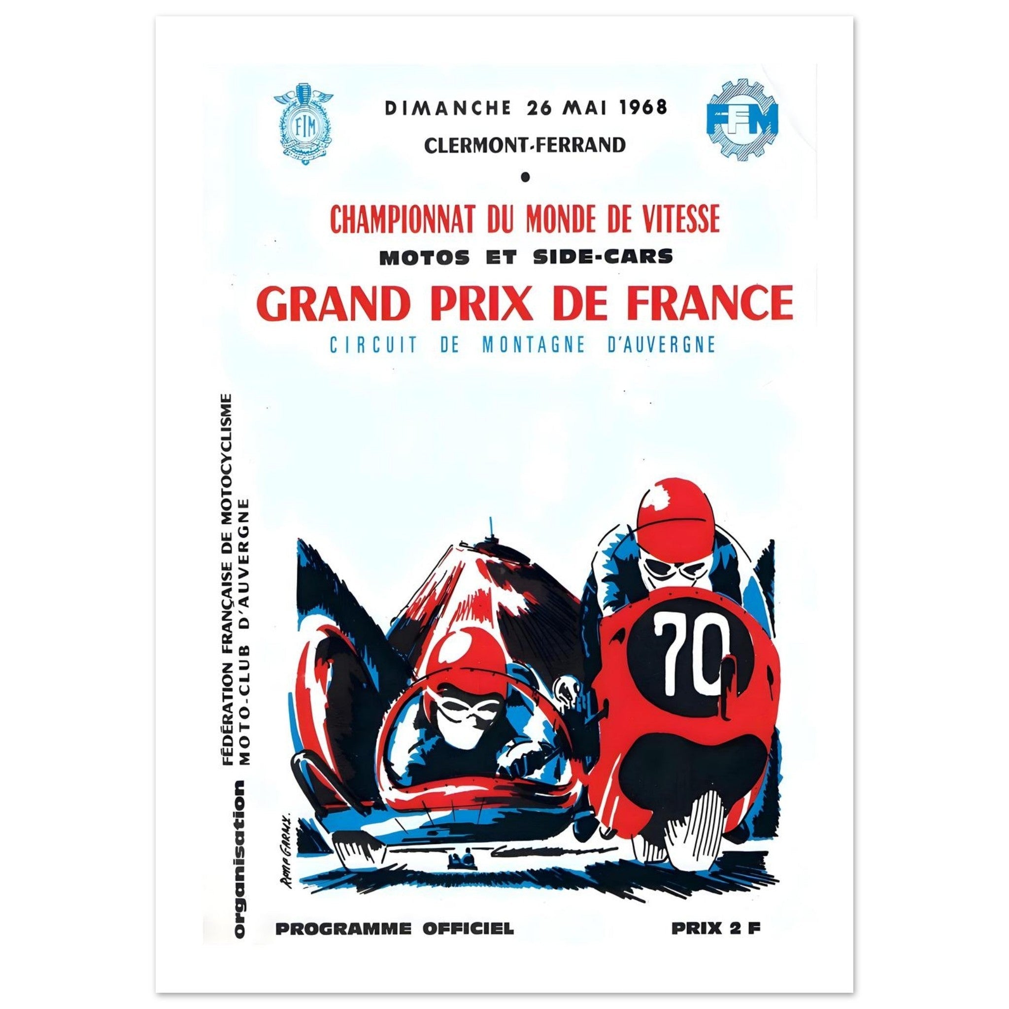 1968 French Grand Prix Motorcycle Poster - Transit Art