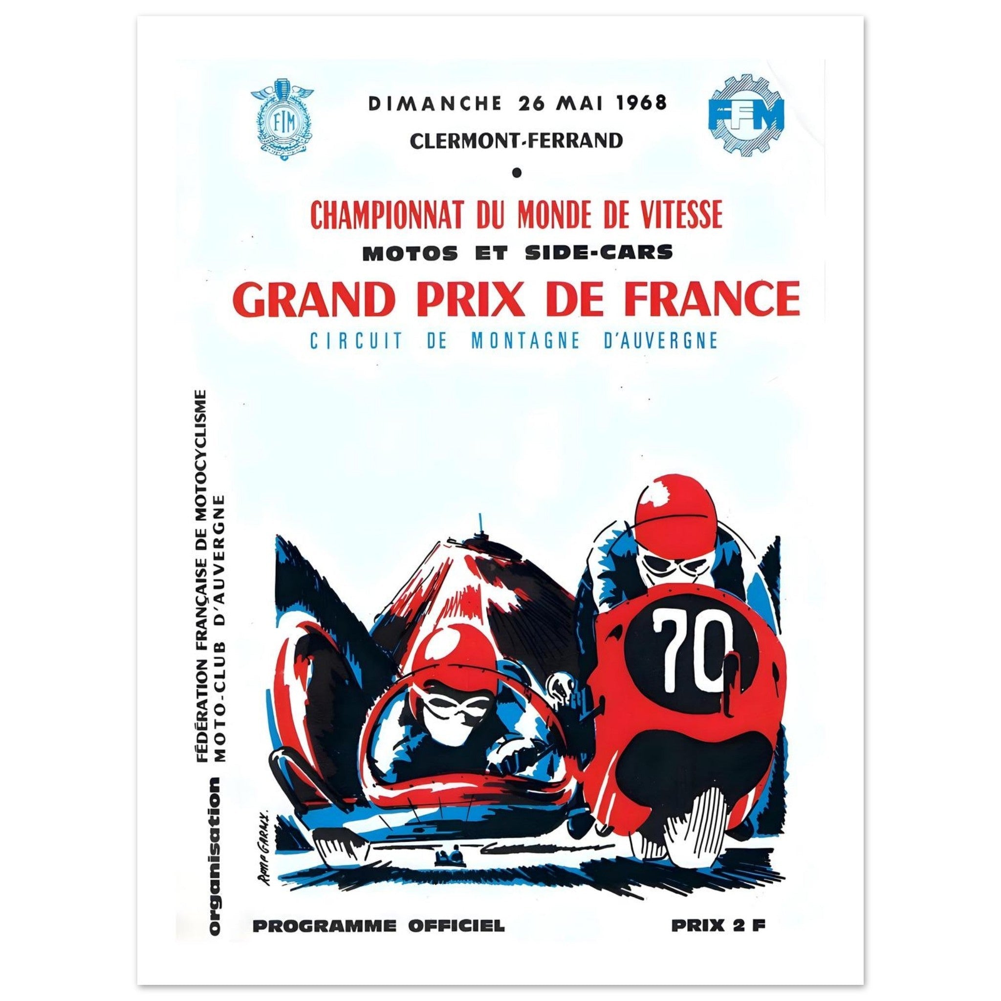 1968 French Grand Prix Motorcycle Poster - Transit Art