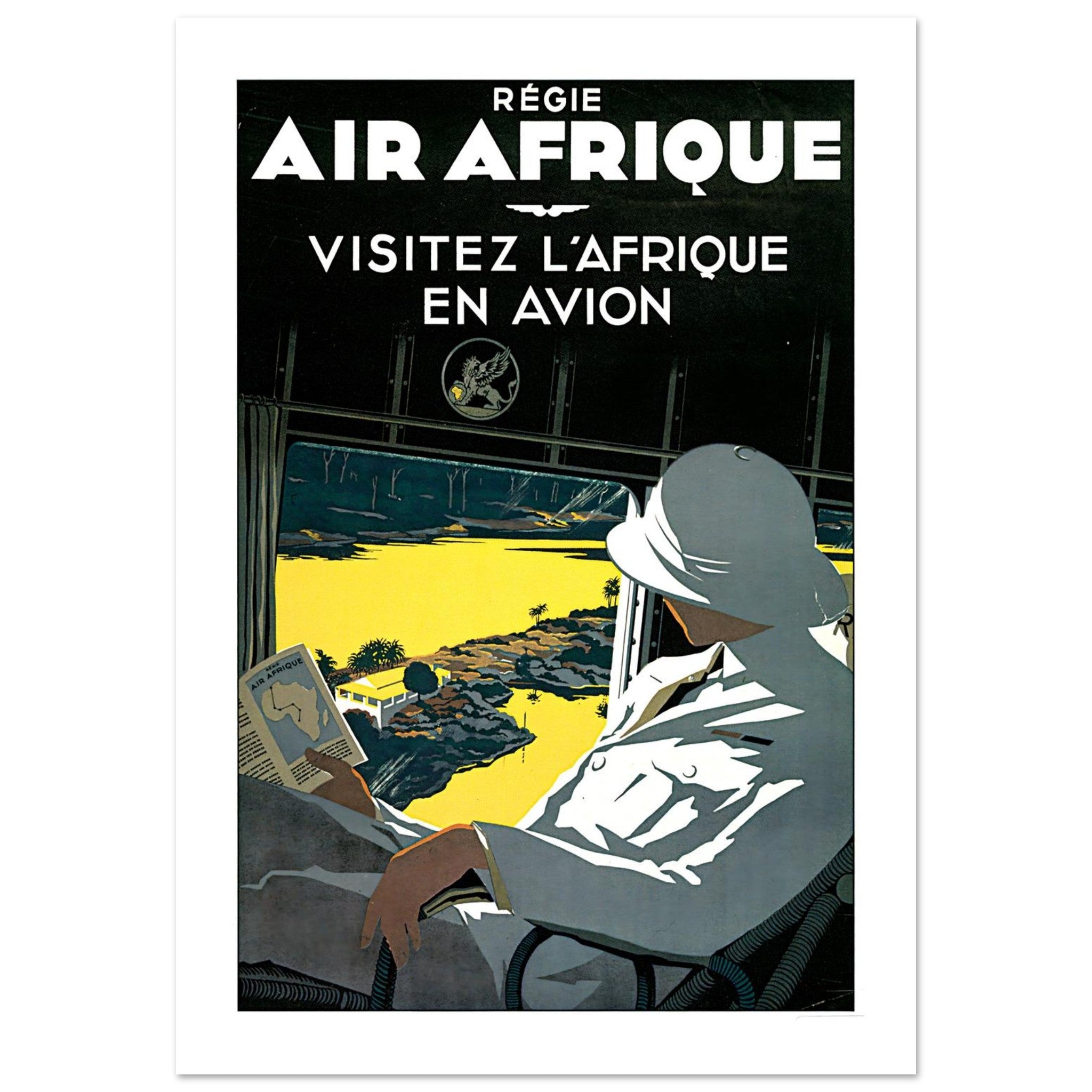 Régie Air Afrique Visitez l’Afrique Vintage Cabin Poster 