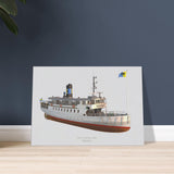 Canvas of M/S Västan, a Swedish coastal vessel dating back to 1939