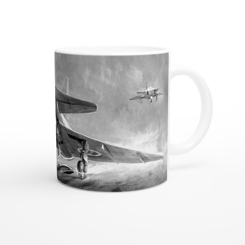 Viggen during landing BW - Mug