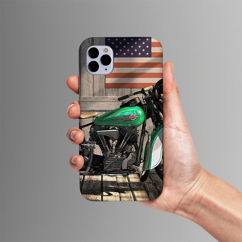 Harley under flag - Mobile cover