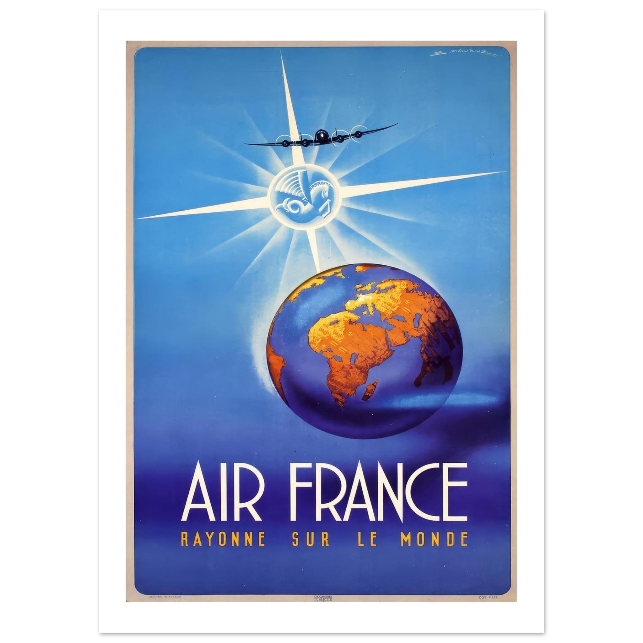 Air France "Rayonne Sur Le Monde" Vintage Poster - Transit Art