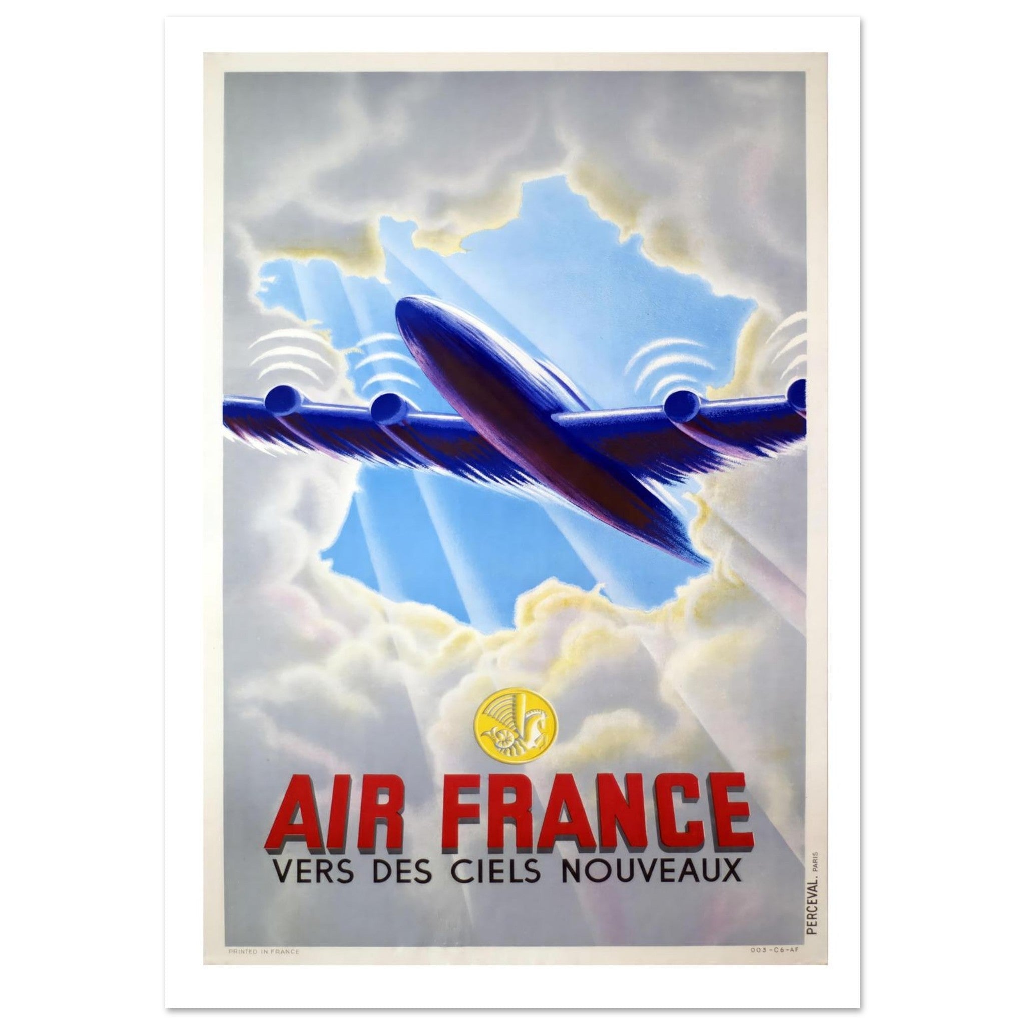Air France 'Vers Des Ciels Nouveaux' Vintage Poster (Percival) - Transit Art