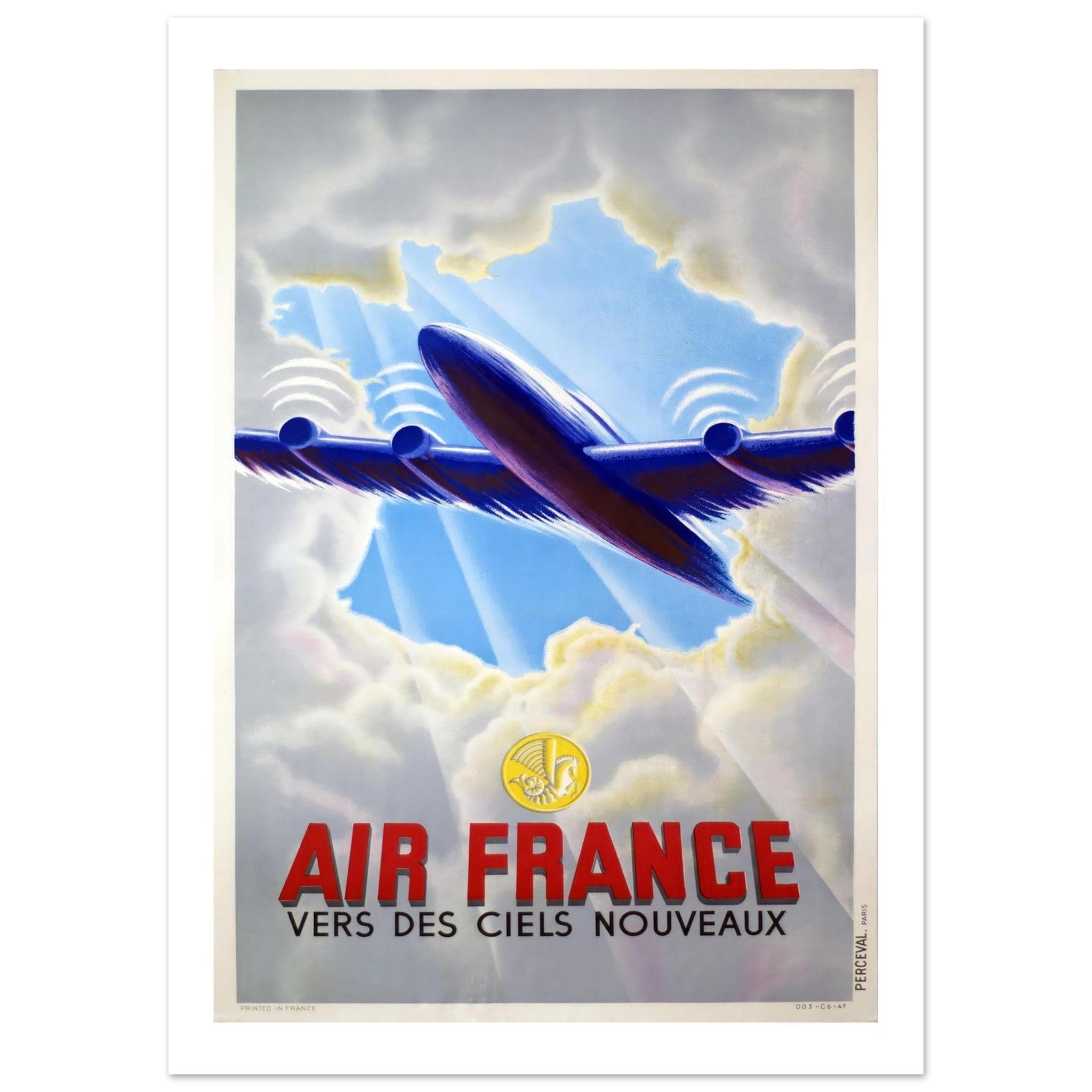 Air France 'Vers Des Ciels Nouveaux' Vintage Poster (Percival) - Transit Art
