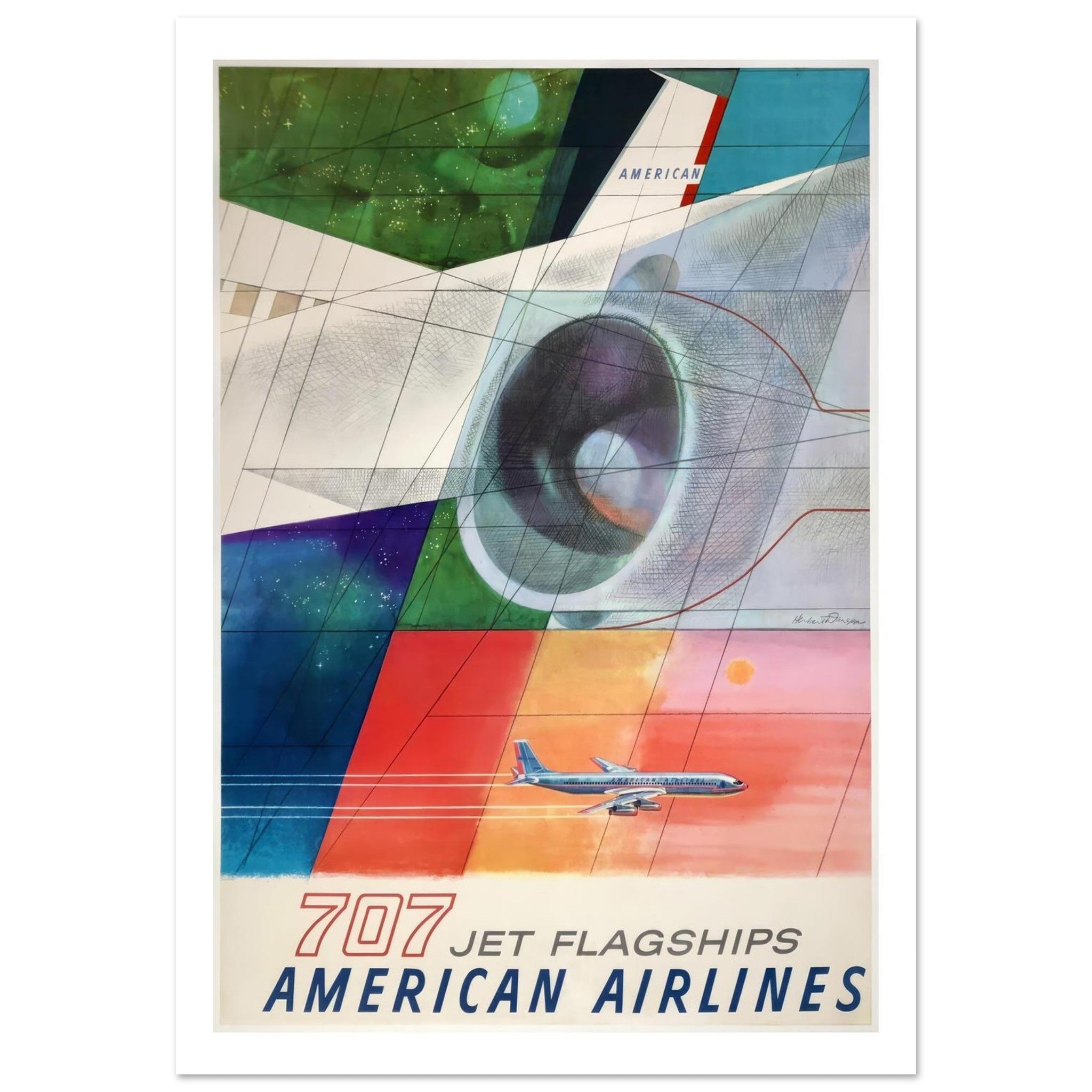 American Airlines 707 Jet Flagships Poster - Transit Art