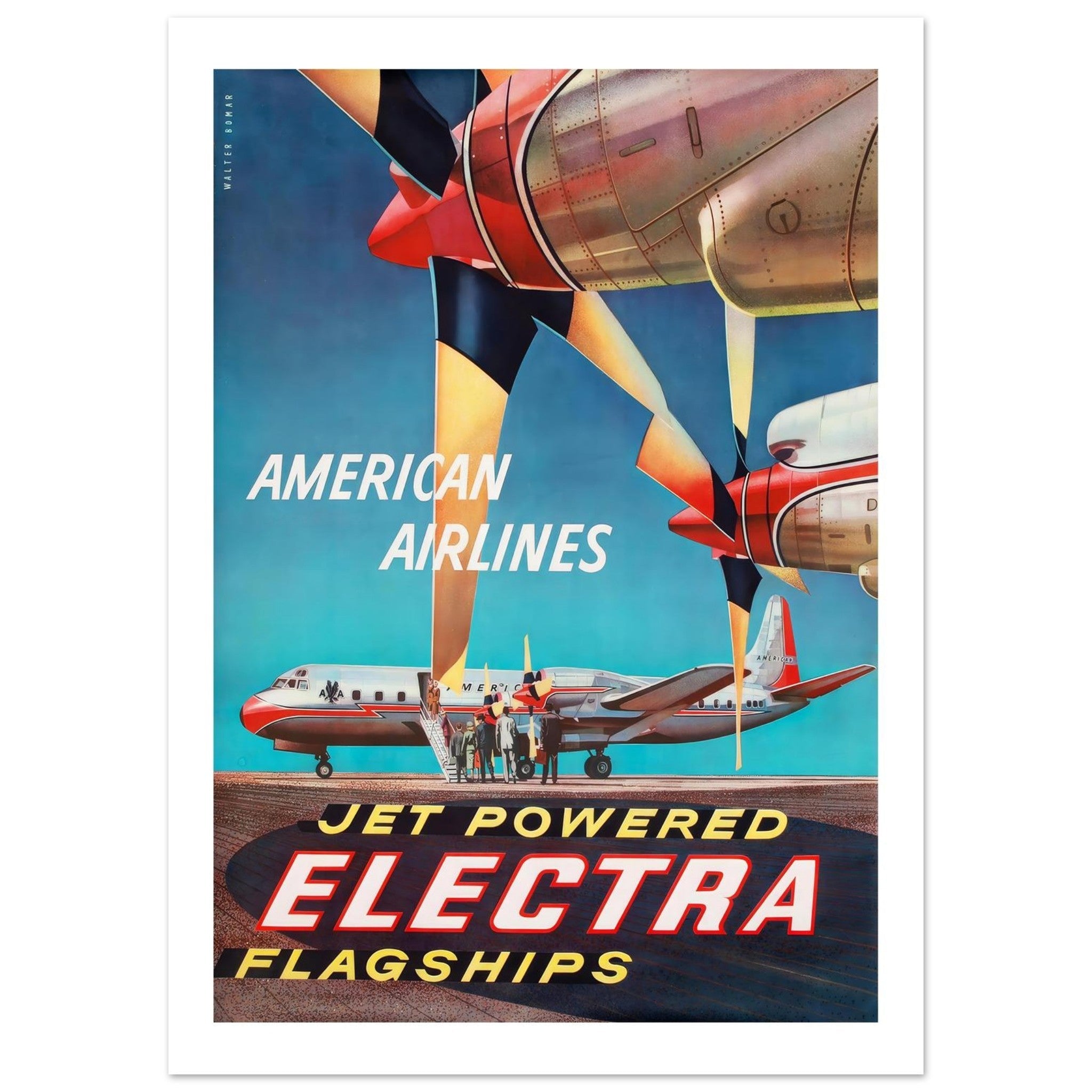 American Airlines Jet Powered Electra Flagships Travel Poster - Transit Art