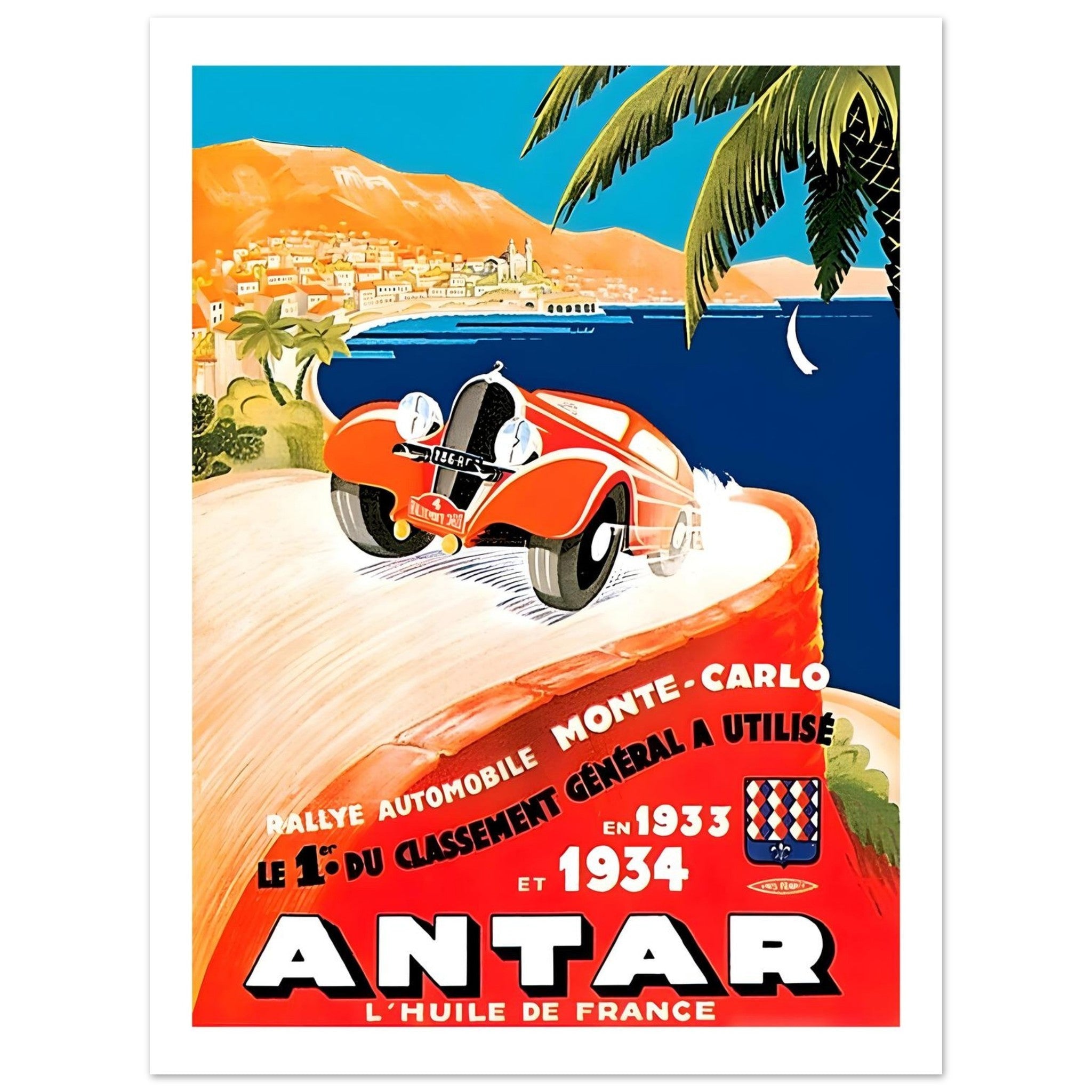 Antar Motor Oil Monte Carlo Rally Poster - Transit Art
