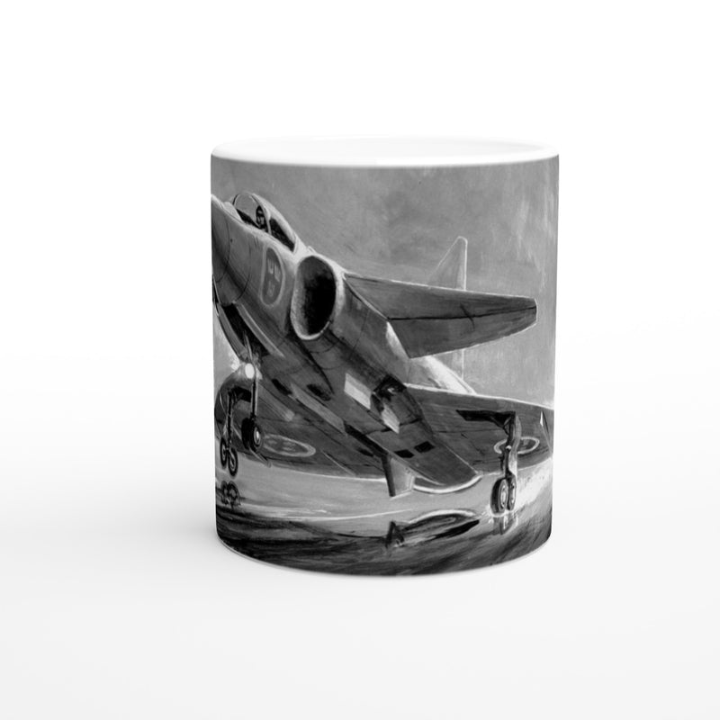 Viggen during landing BW - Mug