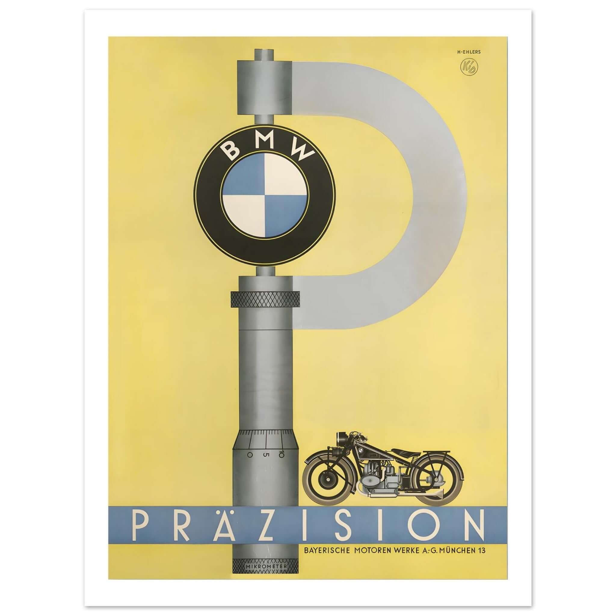 BMW Precision Motorcycle Advertisement Poster - Transit Art