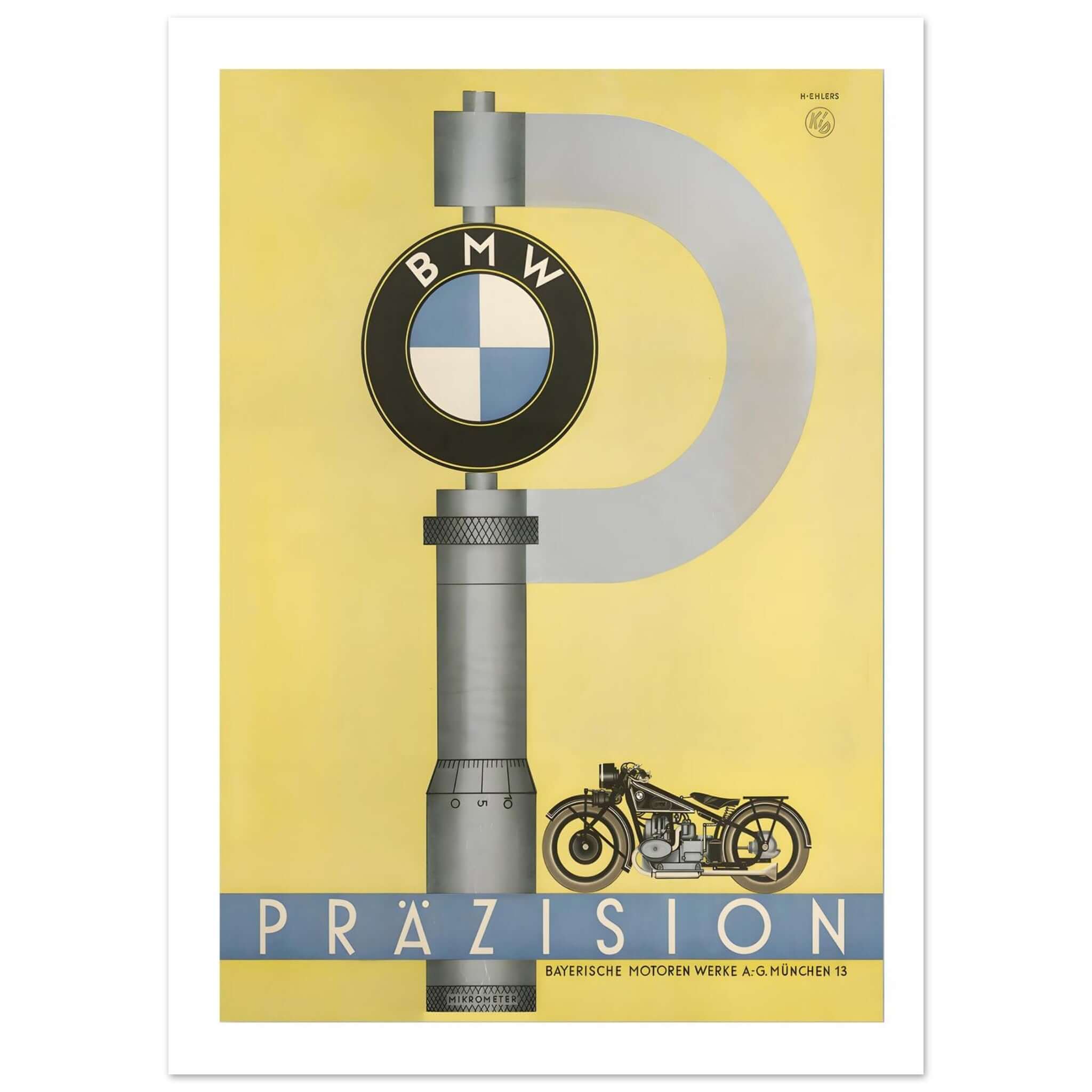 BMW Precision Motorcycle Advertisement Poster - Transit Art