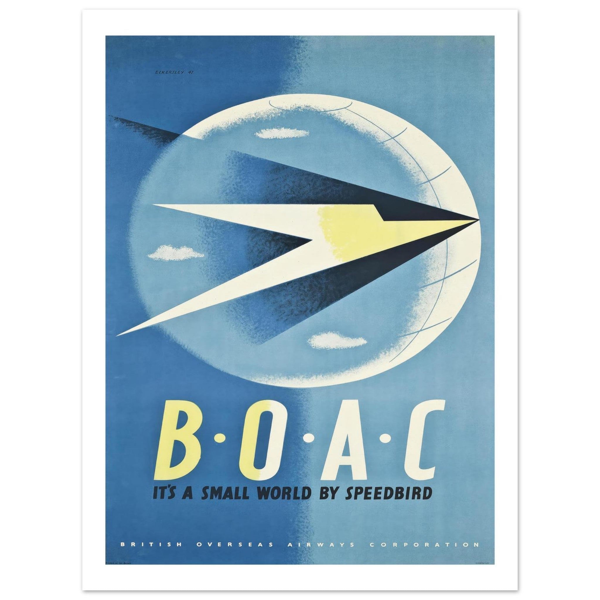 BOAC "Small World" Poster Featuring Iconic Speedbird Logo - Transit Art