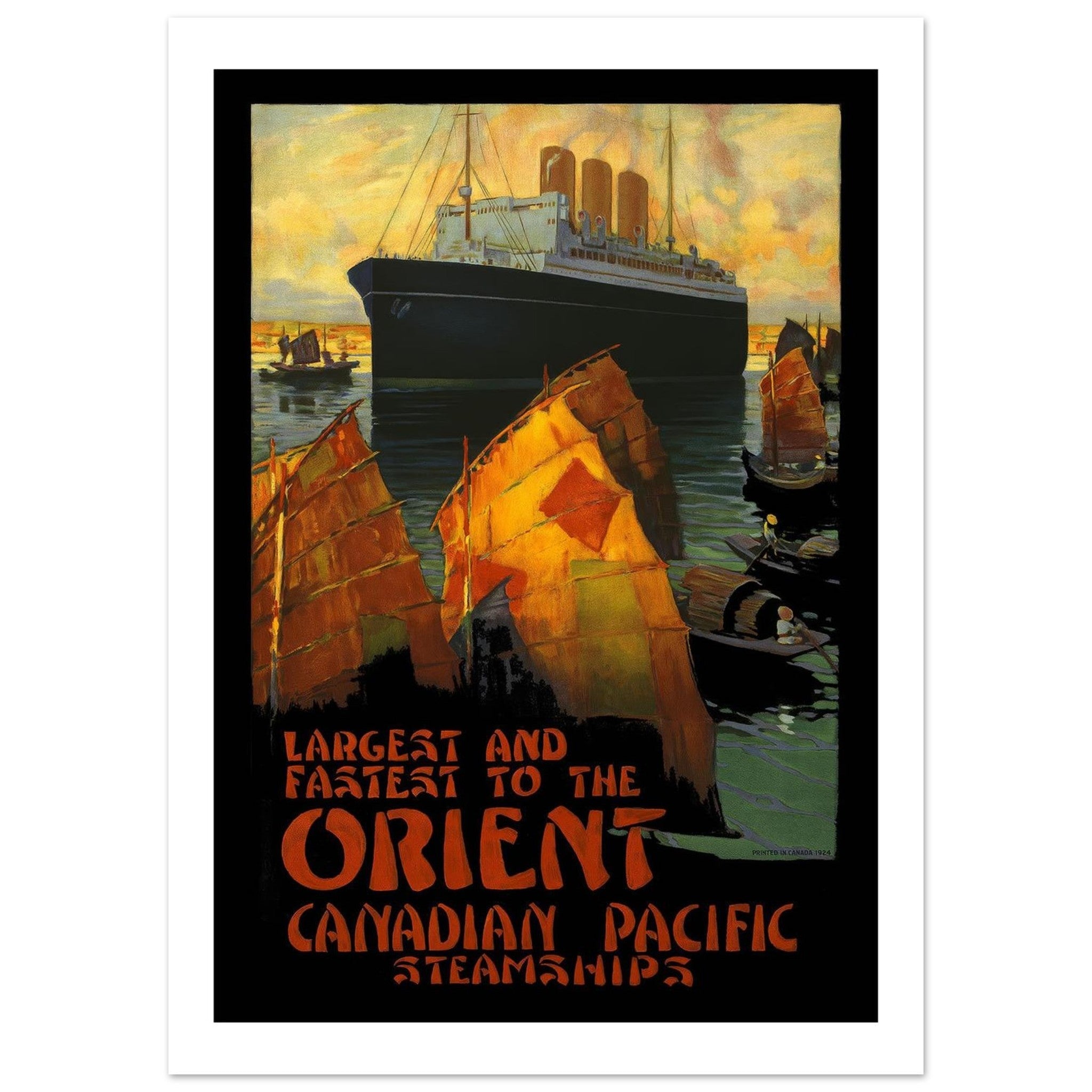Canadian Pacific Steamships "Largest and Fastest to the Orient" Vintage Poster - Transit Art
