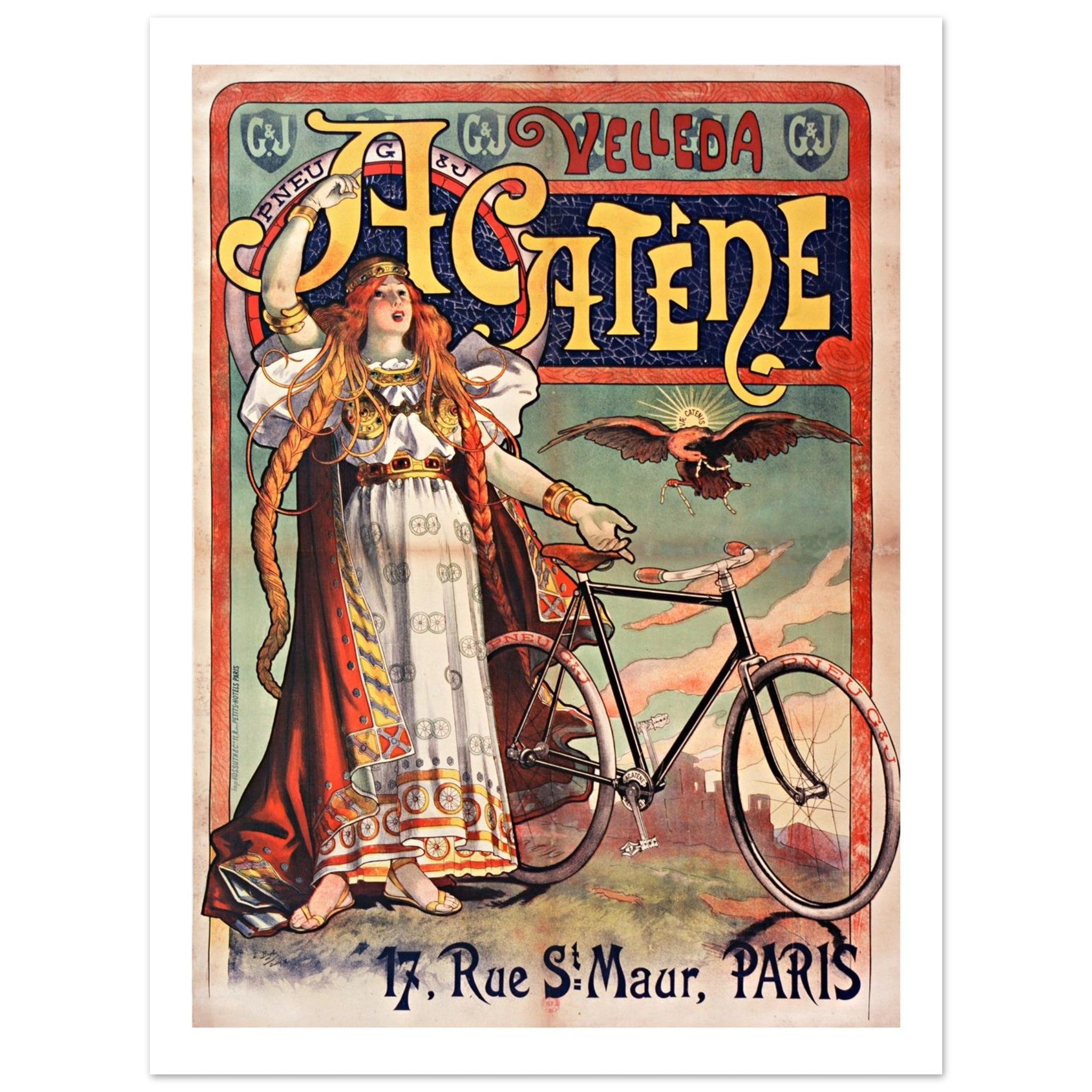 Classic Art Nouveau Acatène Velleda Poster Featuring A Mythological Goddess - Transit Art