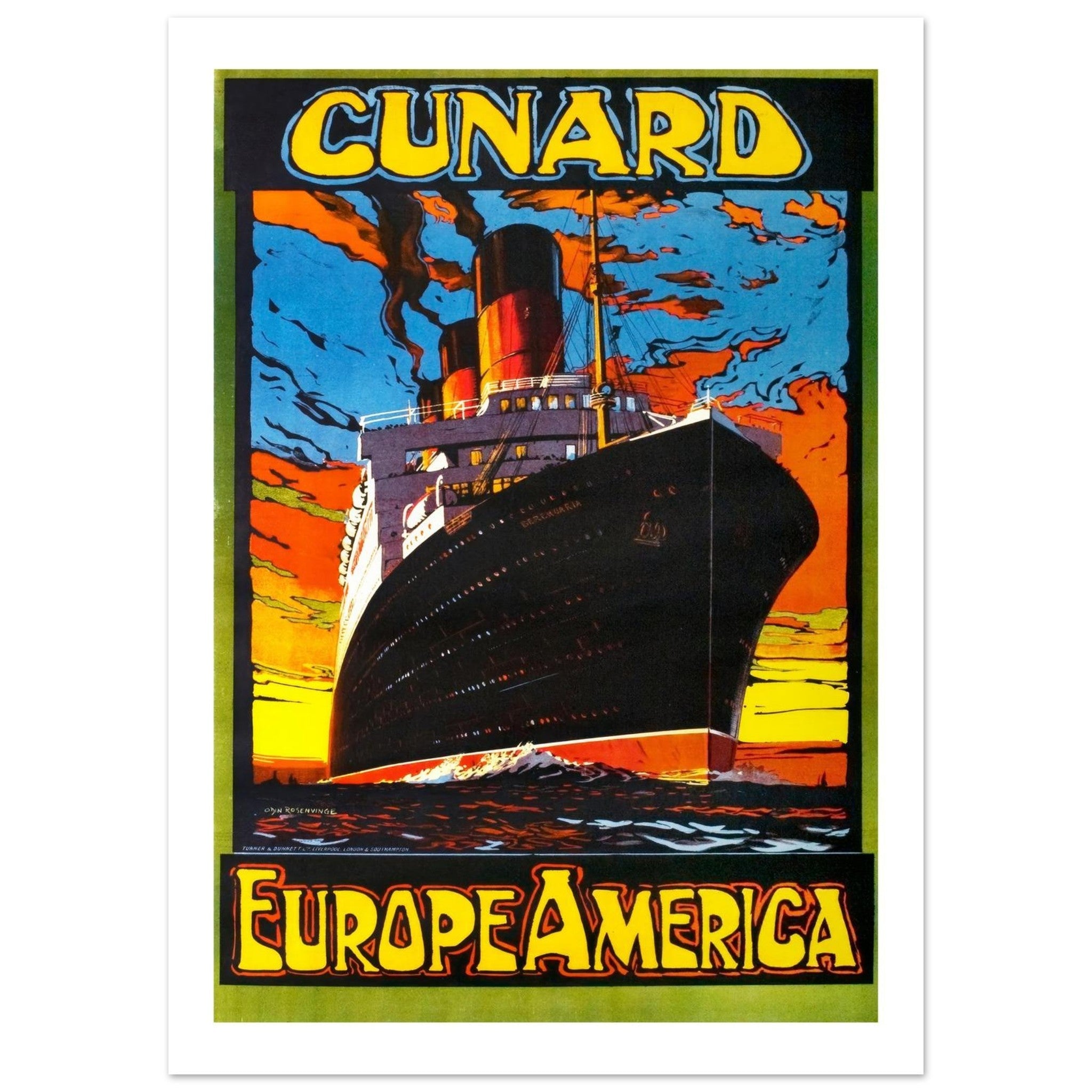 Cunard "Europe America" Vintage Poster - Transit Art