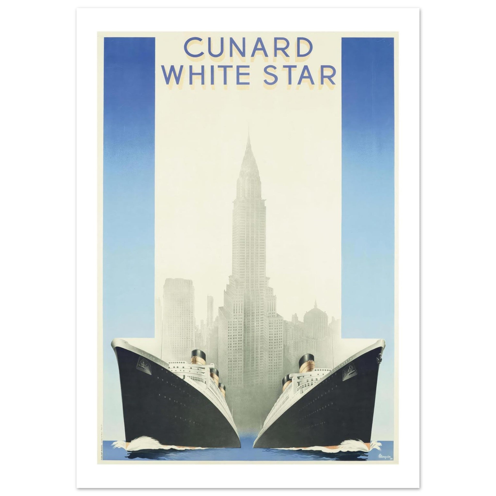 Cunard White Star: Transatlantic Liners to New York Vintage Poster - Transit Art