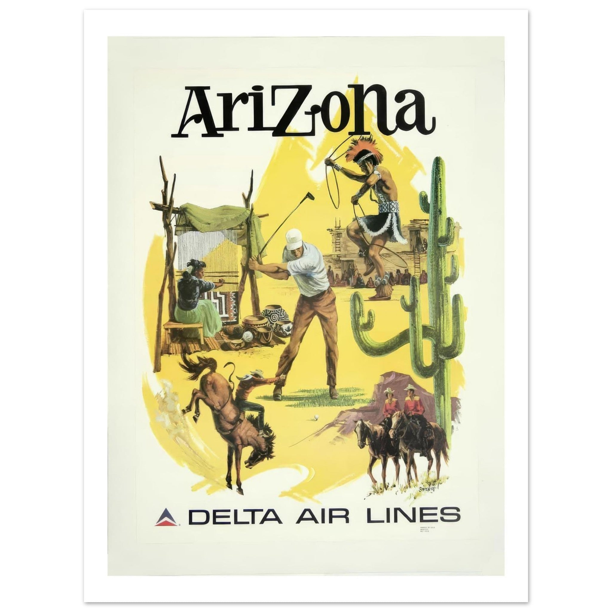 Delta Air Lines Arizona Western Heritage Travel Poster - Transit Art