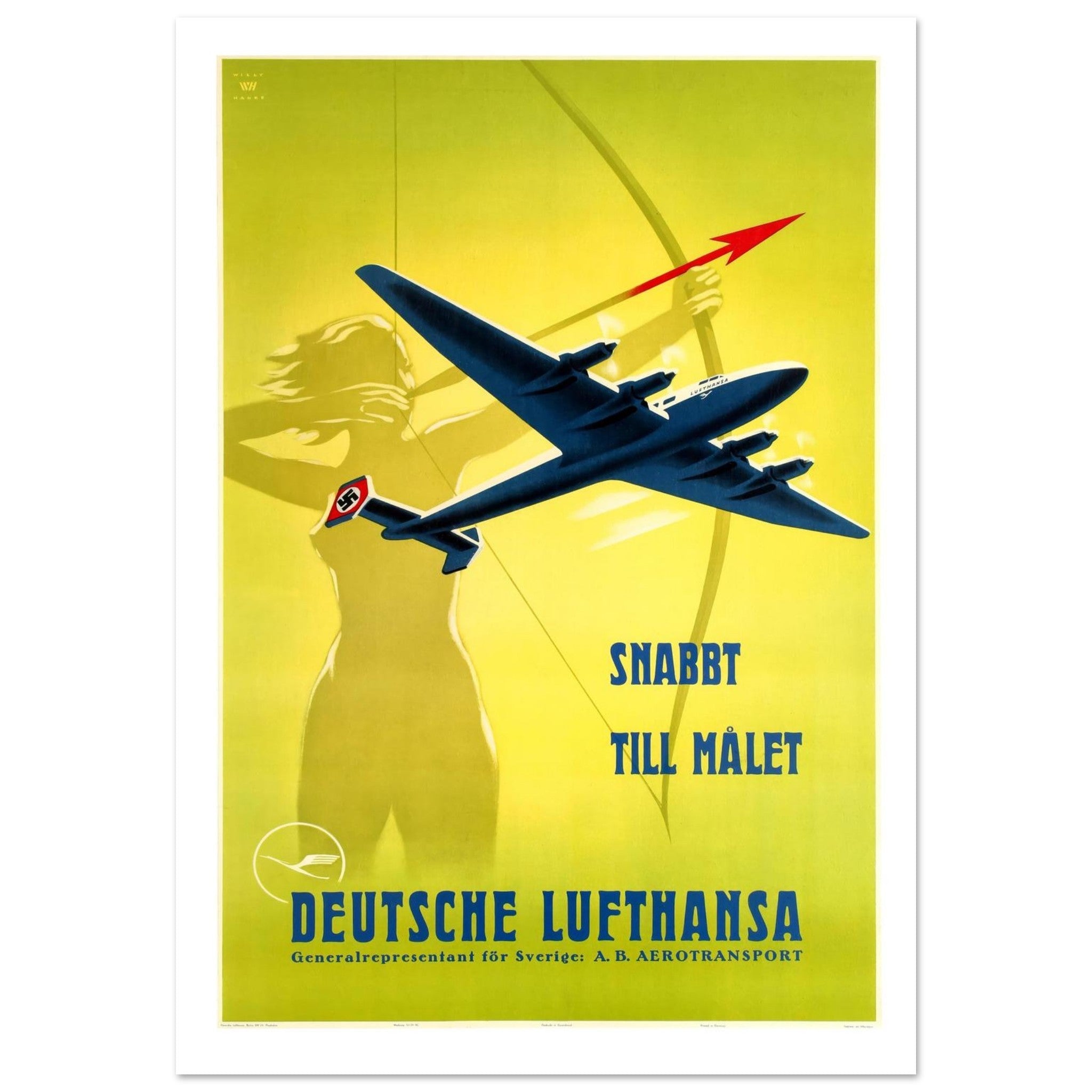 Deutsche Lufthansa "Snabbt Till Målet" Vintage Poster - Transit Art