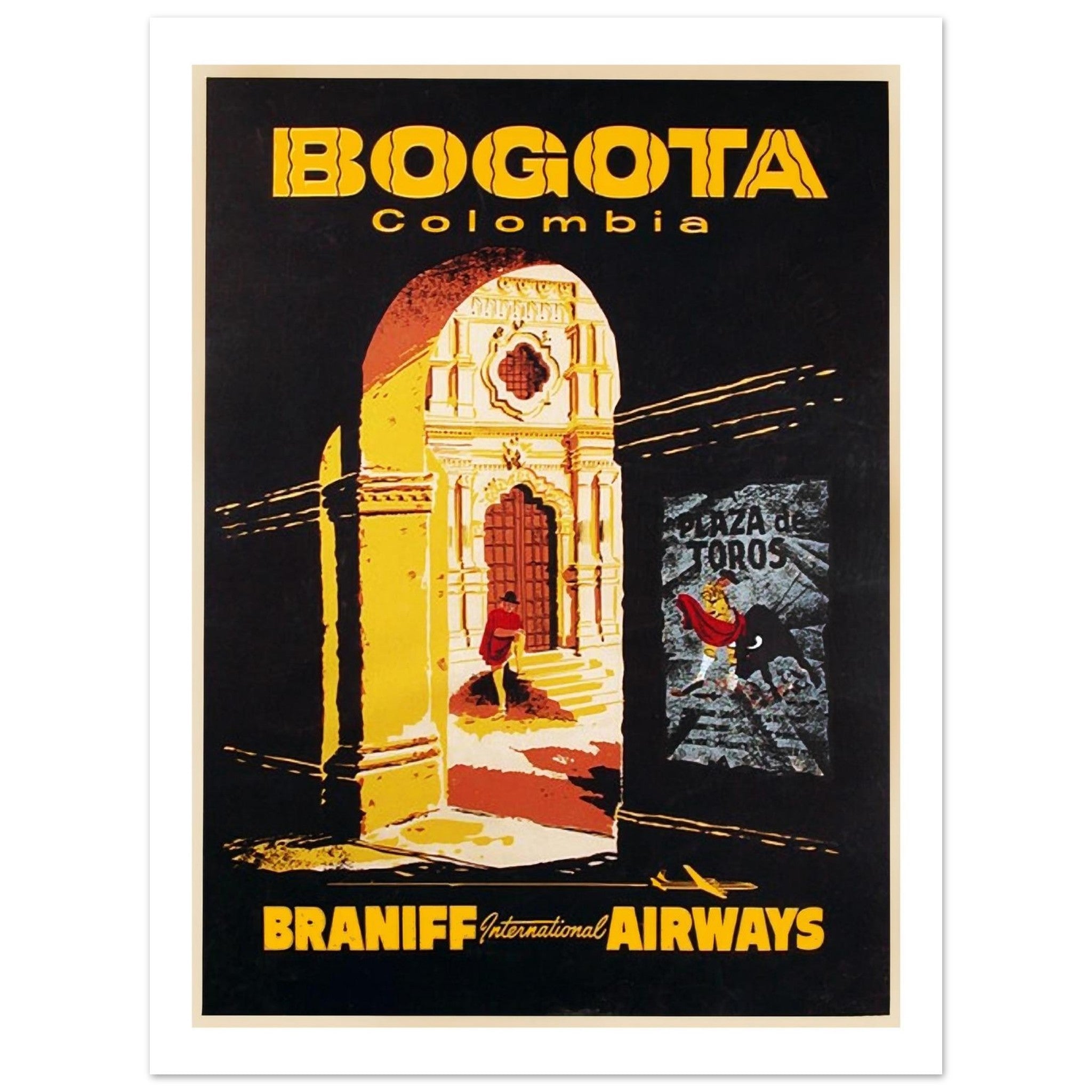 Dramatic Vintage Braniff Poster Promoting Travel To Bogota - Transit Art