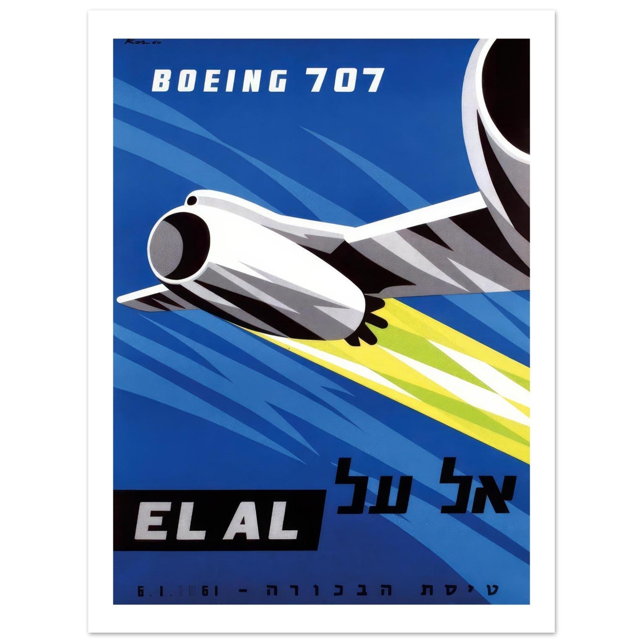 EL AL Boeing 707 Travel Poster - Transit Art